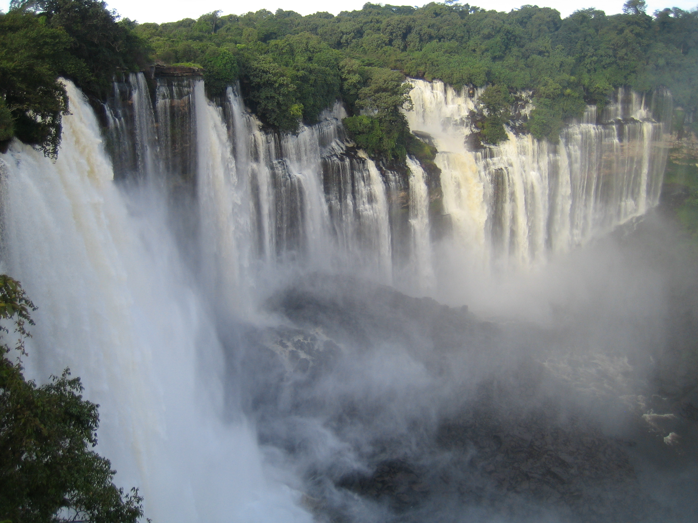 Front view of Kalandula Falls plunging on the Lucala River