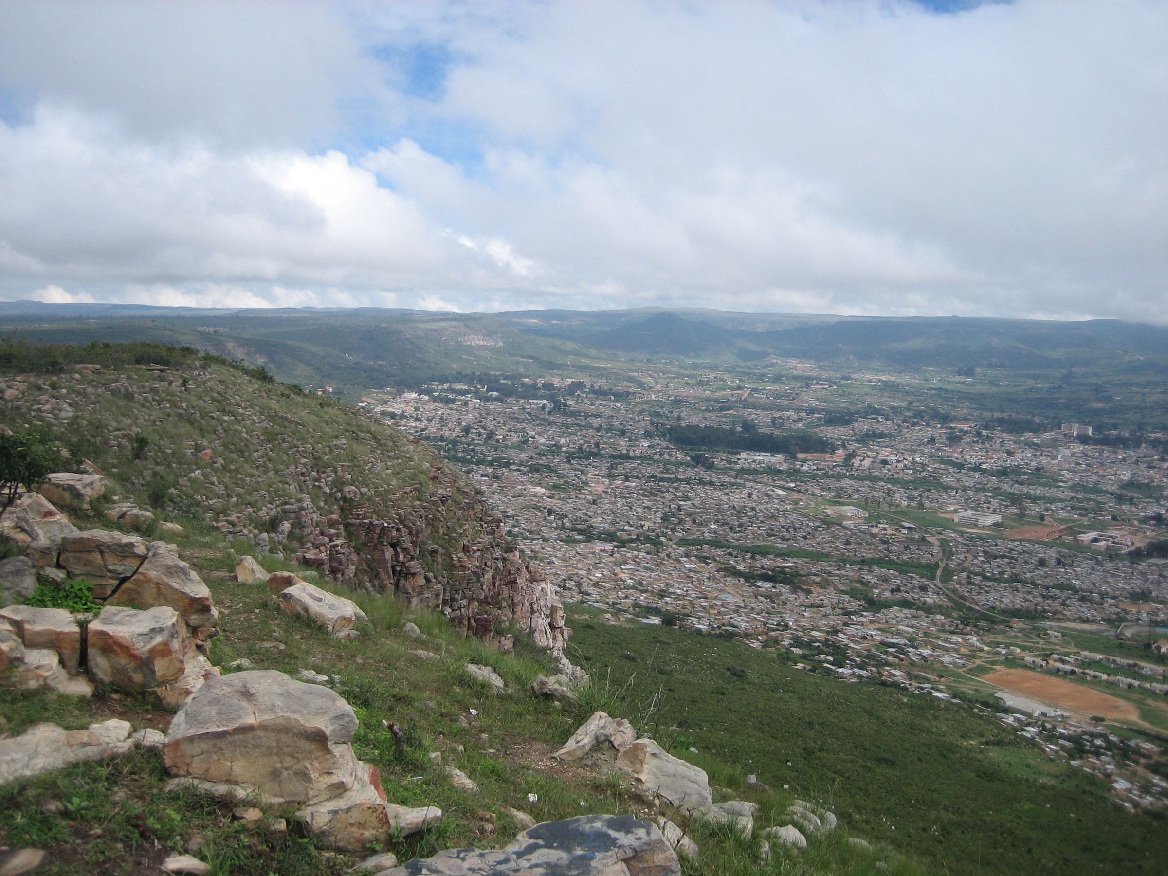 Aerial view of Lubango on the Huíla Plateau — representative image of the plateau interior and surrounding savanna