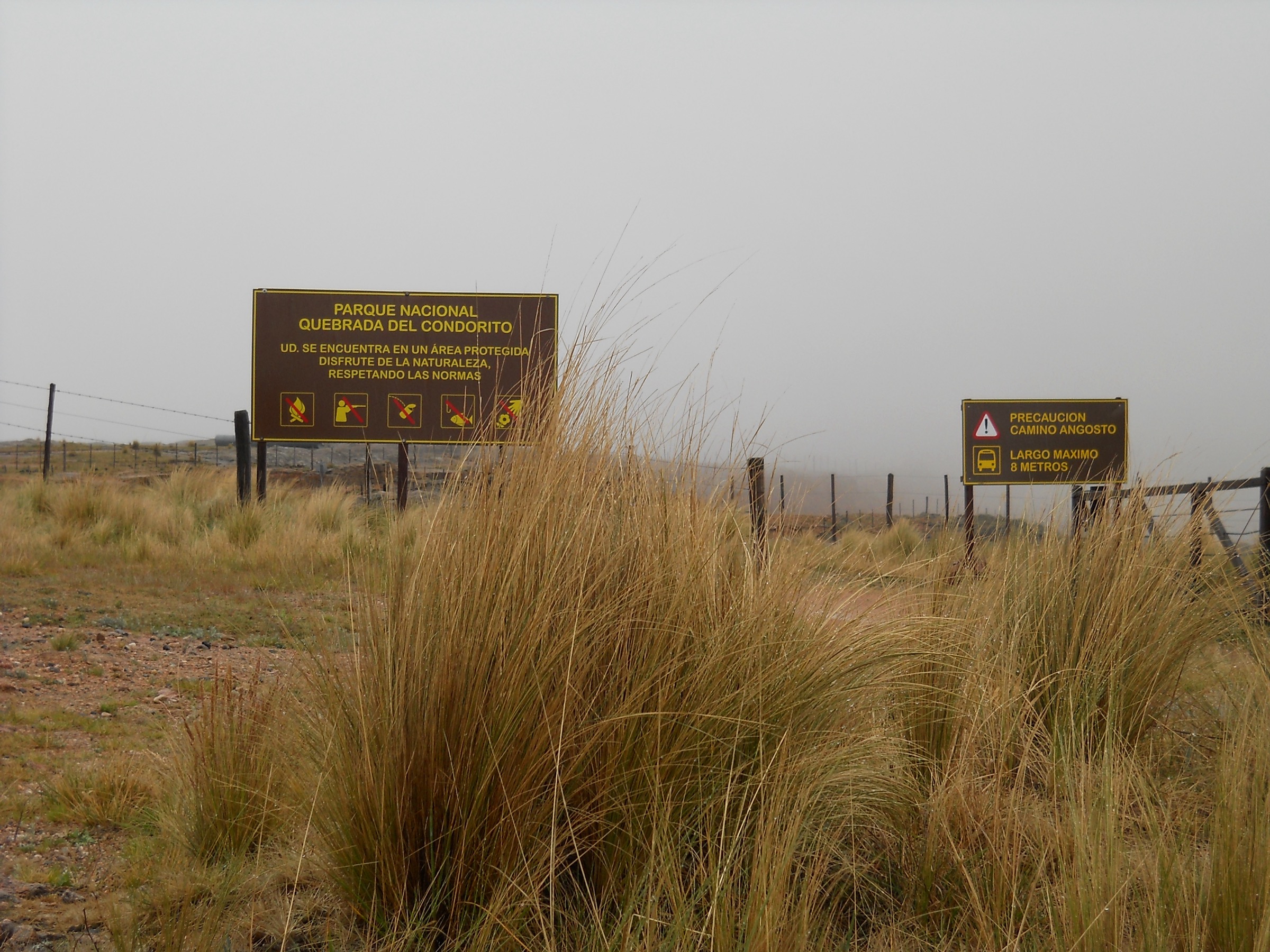 Parque Nacional Quebrada del Condorito entrance and Pampa de Achala landscape