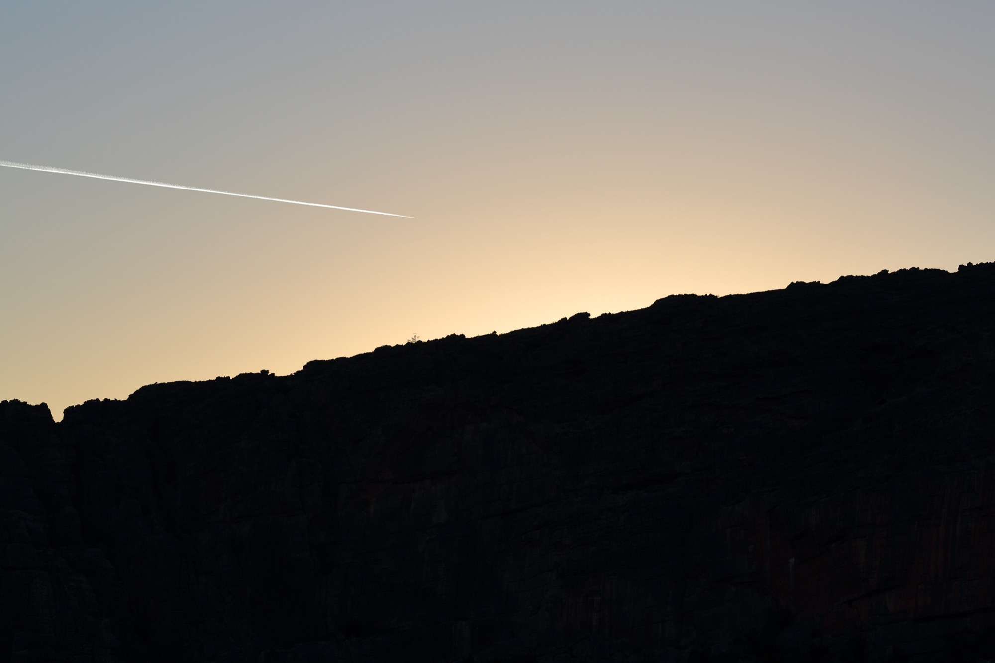 Contrail over Hollow Mountain, Northern Grampians