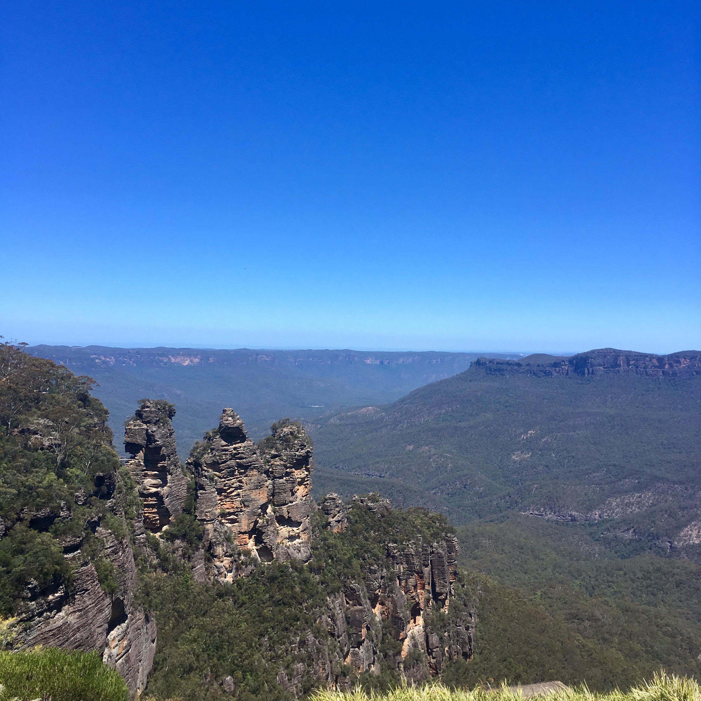 The Three Sisters seen from Echo Point Lookout on the Prince Henry Cliff Walk