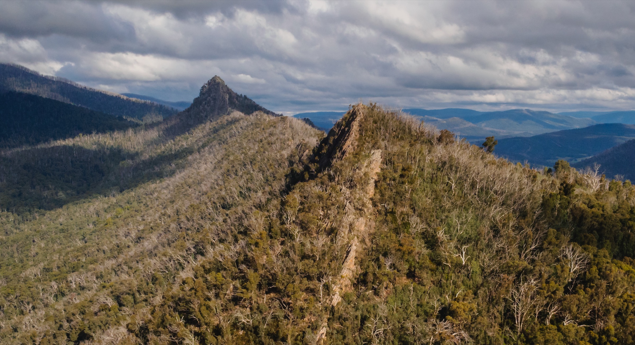 Sugarloaf Peak and the southern Cathedral Range under cloud