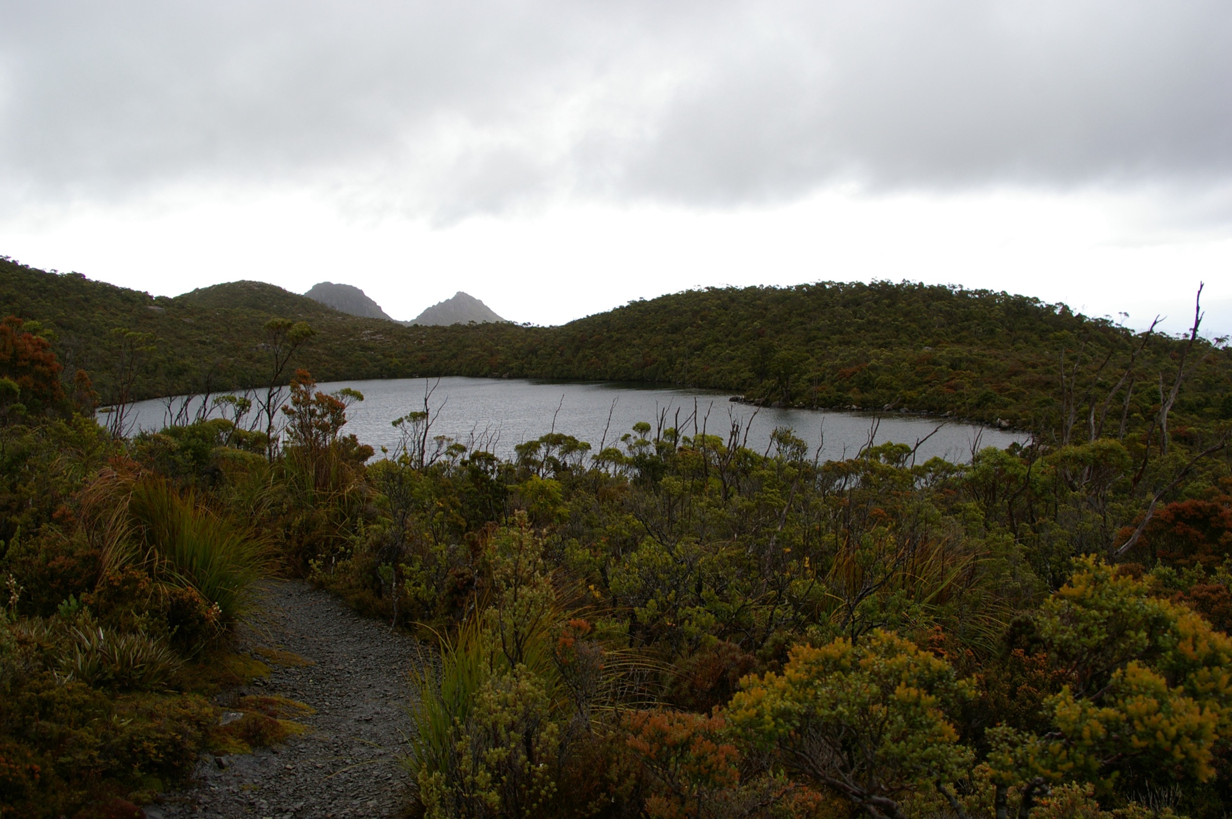 Lake Esperance in the Hartz Mountains, Tasmania, with dolerite ridgeline behind