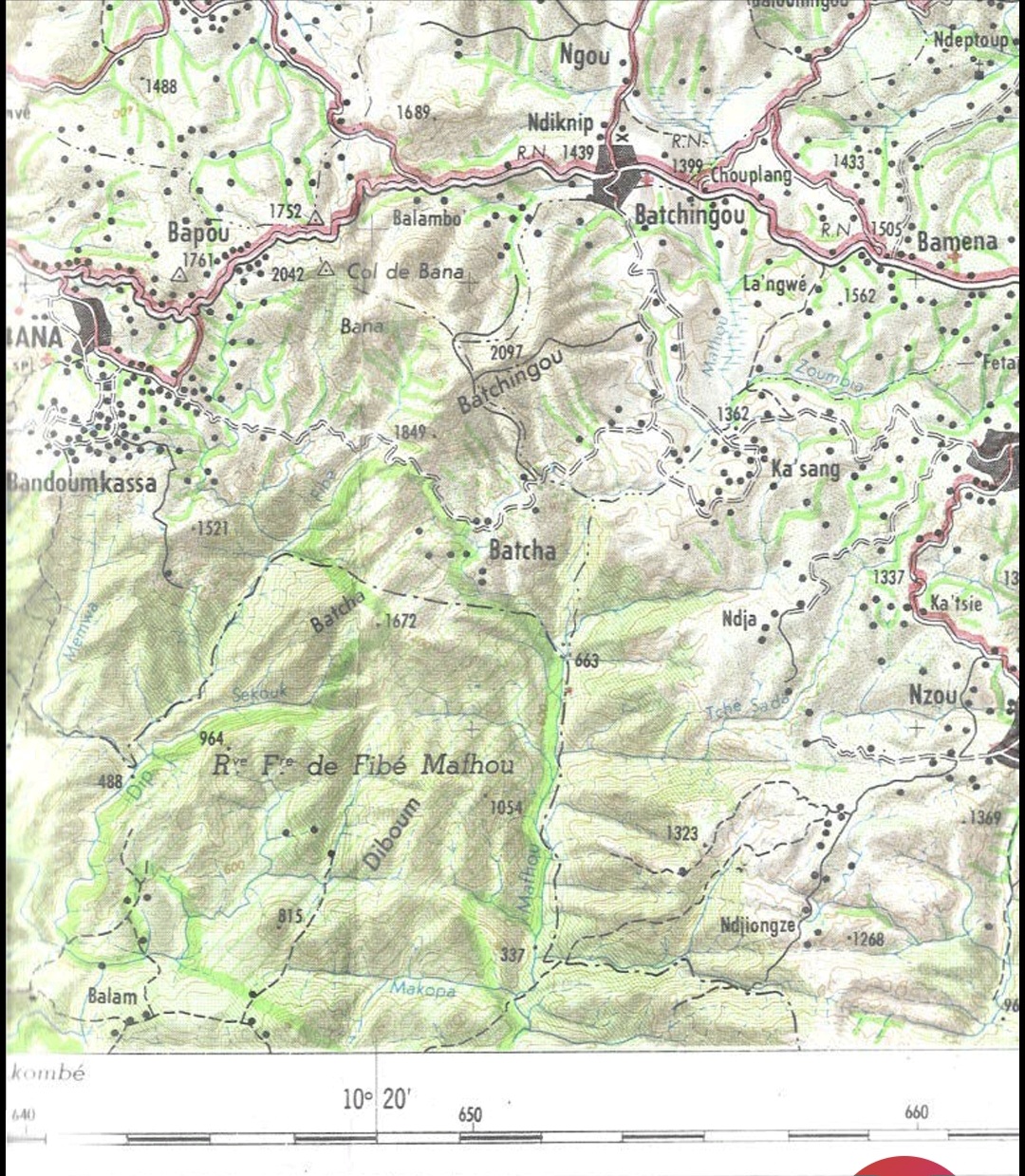 Mont Batchingou (2,098 m), lower volcanic outlier on the south-east margin of the Bamboutos system, Cameroon