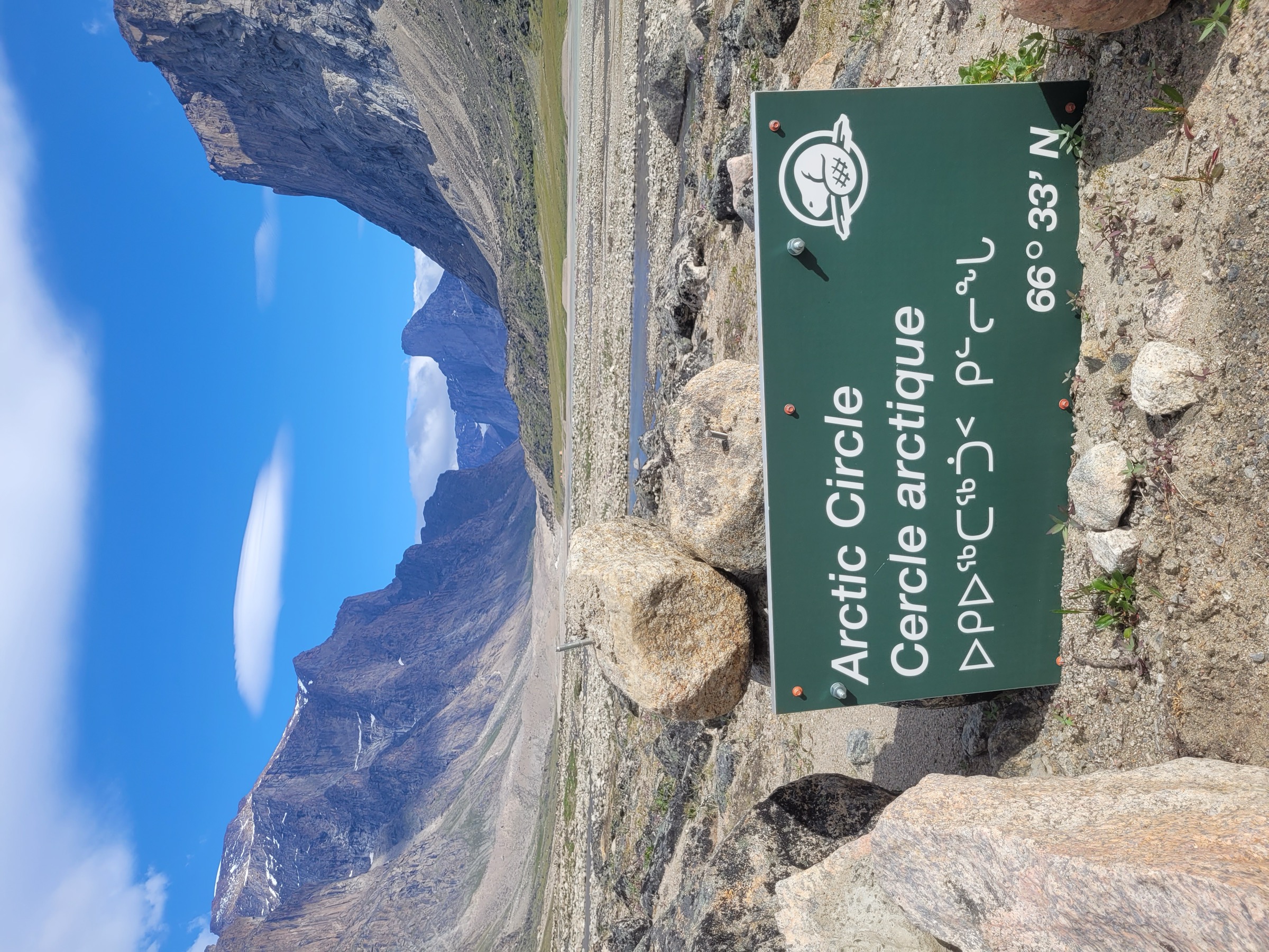 Arctic Circle sign at Auyuittuq National Park, Baffin Island, Nunavut