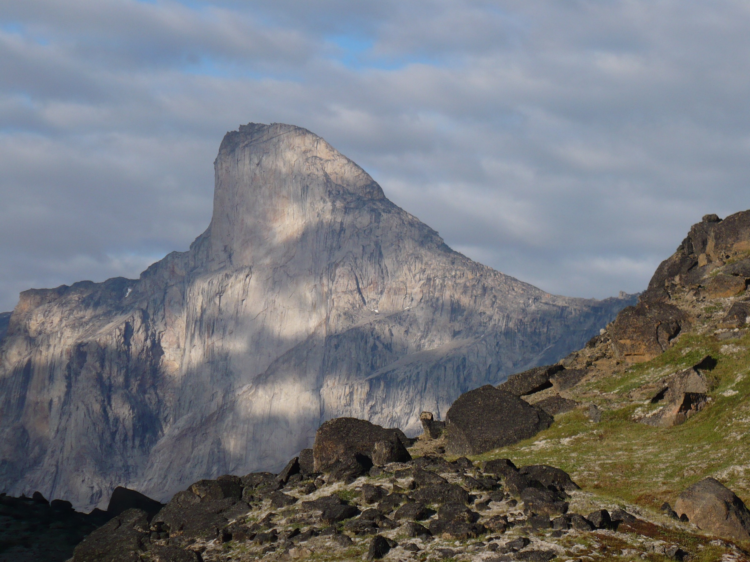 Cloud shadows on Mount Thor, Akshayuk Pass, Auyuittuq National Park