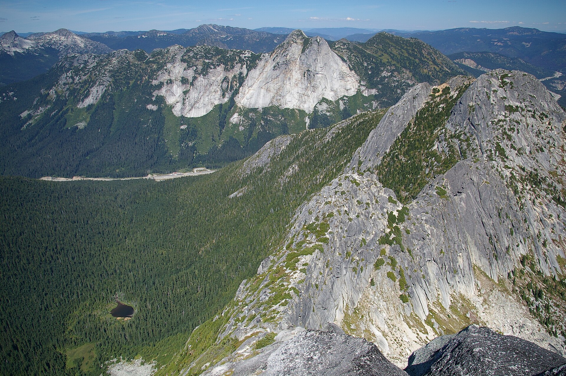 Yak Peak's distinctive granite face above the Coquihalla Pass, southern British Columbia