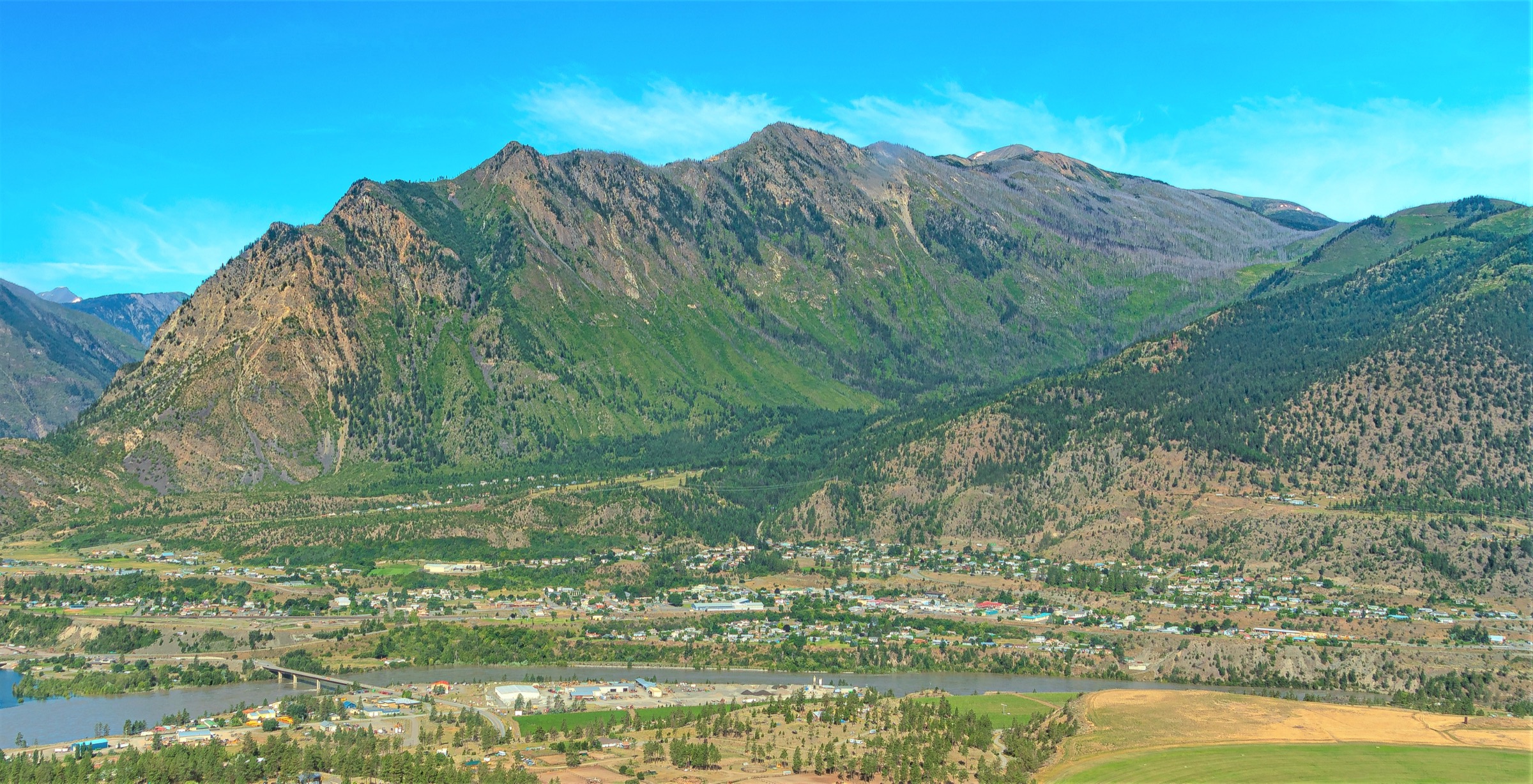 East aspect of Mount McLean rising behind Lillooet, British Columbia
