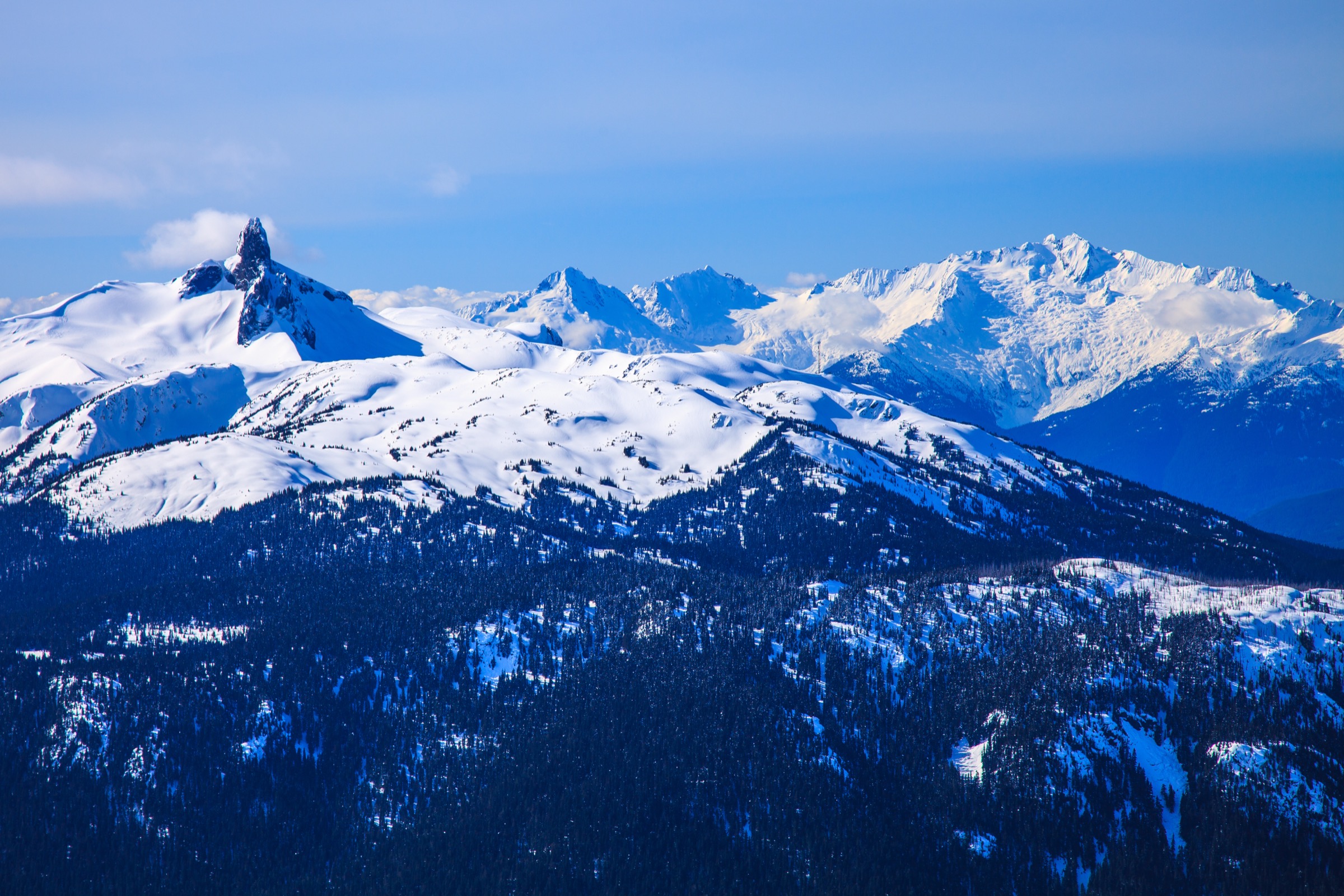 Black Tusk seen from Whistler Mountain summit, with the High Note Trail traversing the south flank