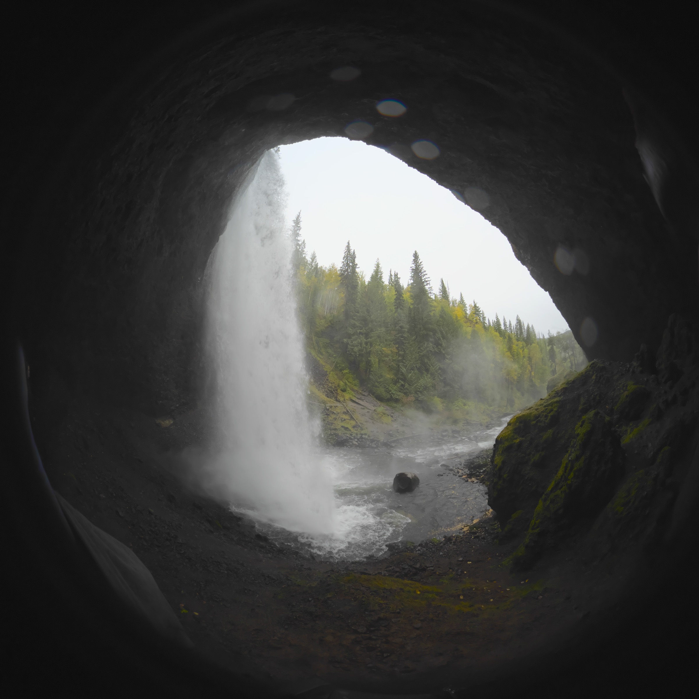 Moul Falls viewed from the cave behind the curtain of water