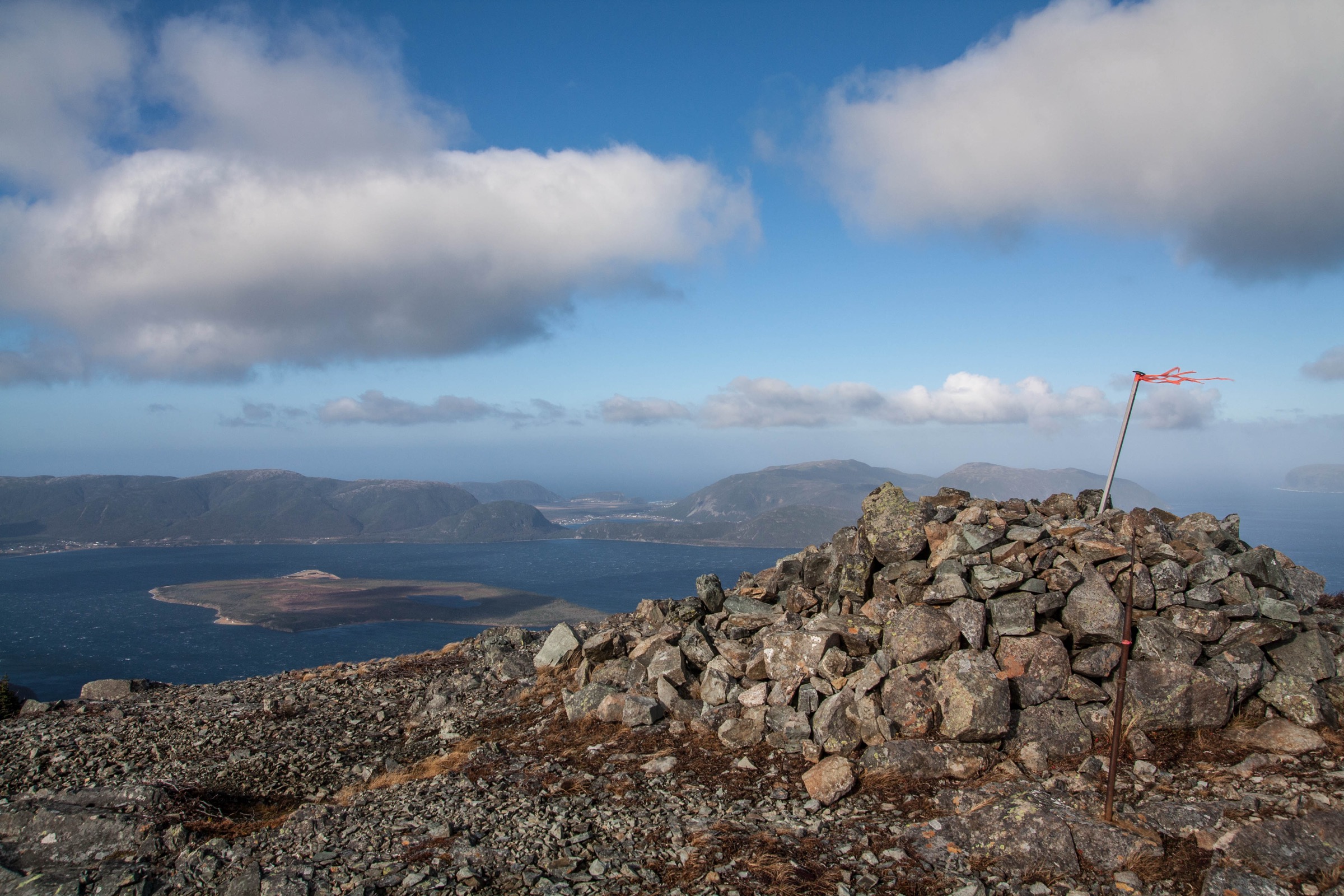 The summit plateau of Blow Me Down Mountain above the Bay of Islands
