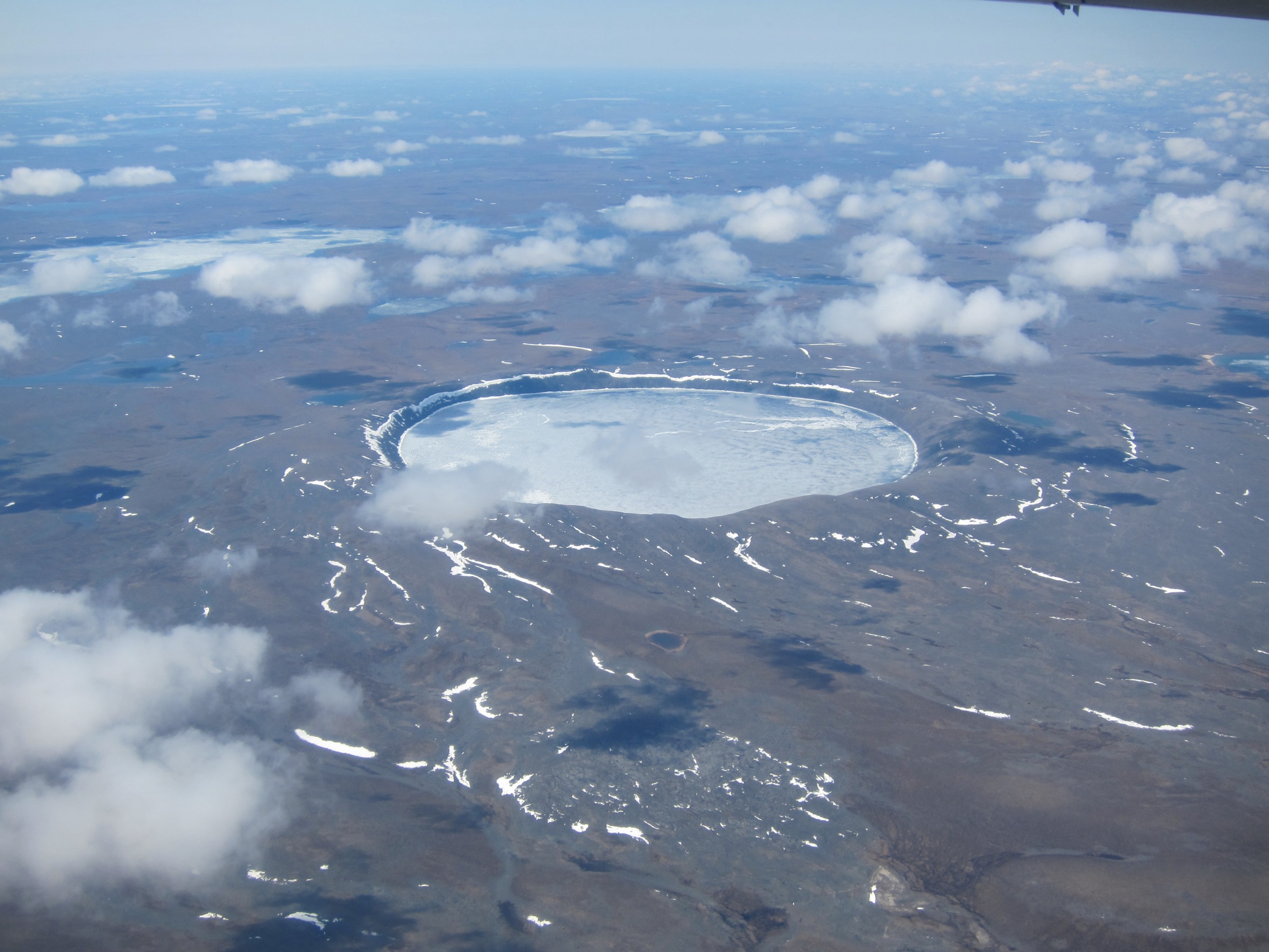 Pingualuit crater rim and lake from ground level, Nunavik, Québec