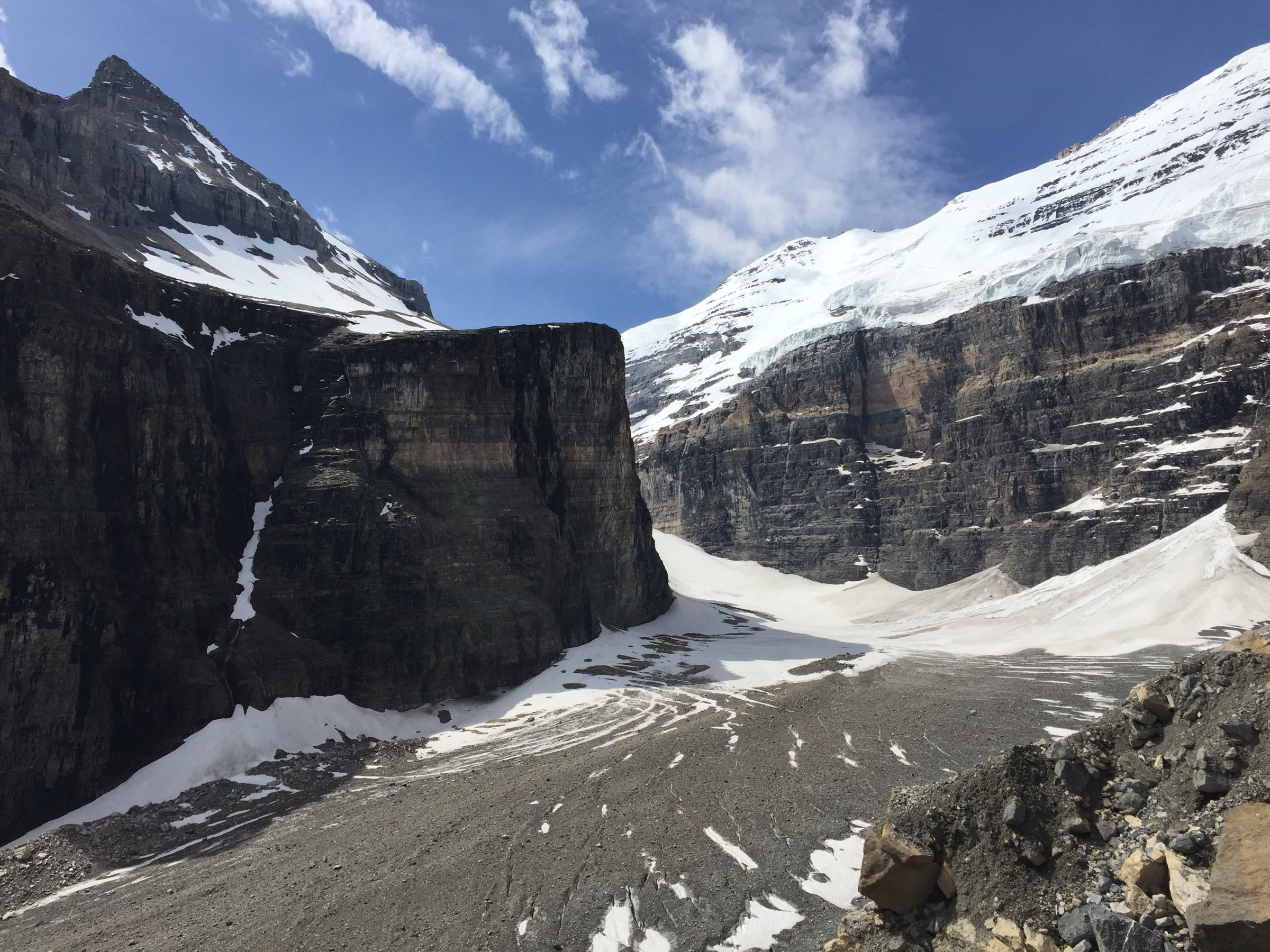 View from the Plain of Six Glaciers toward the Victoria Glacier headwall