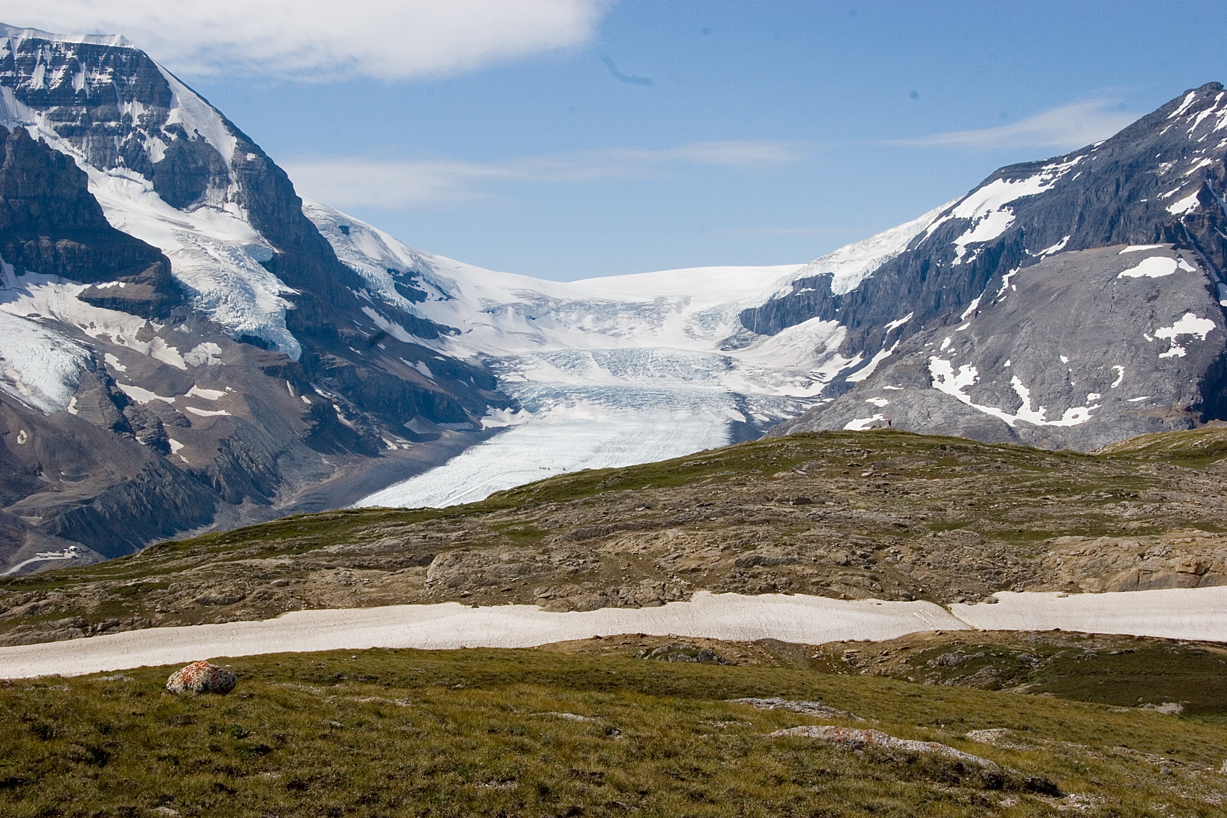 The Athabasca Glacier seen from a ridge near Wilcox Pass, Columbia Icefield, Jasper National Park