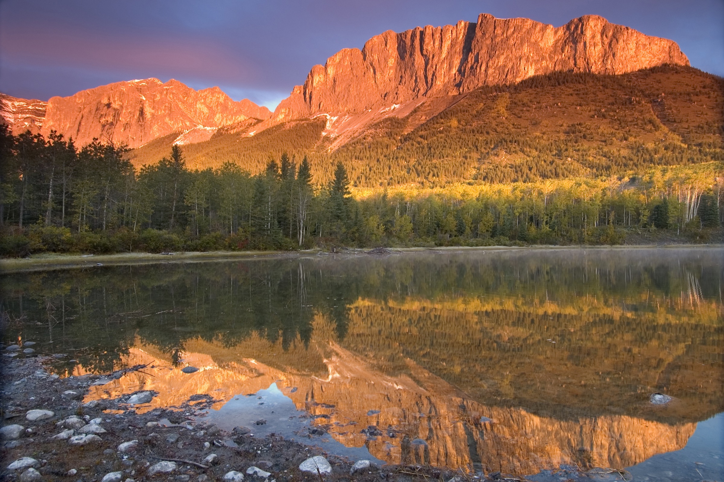 South face of Mount Yamnuska, the easternmost peak of the Canadian Rockies Front Ranges