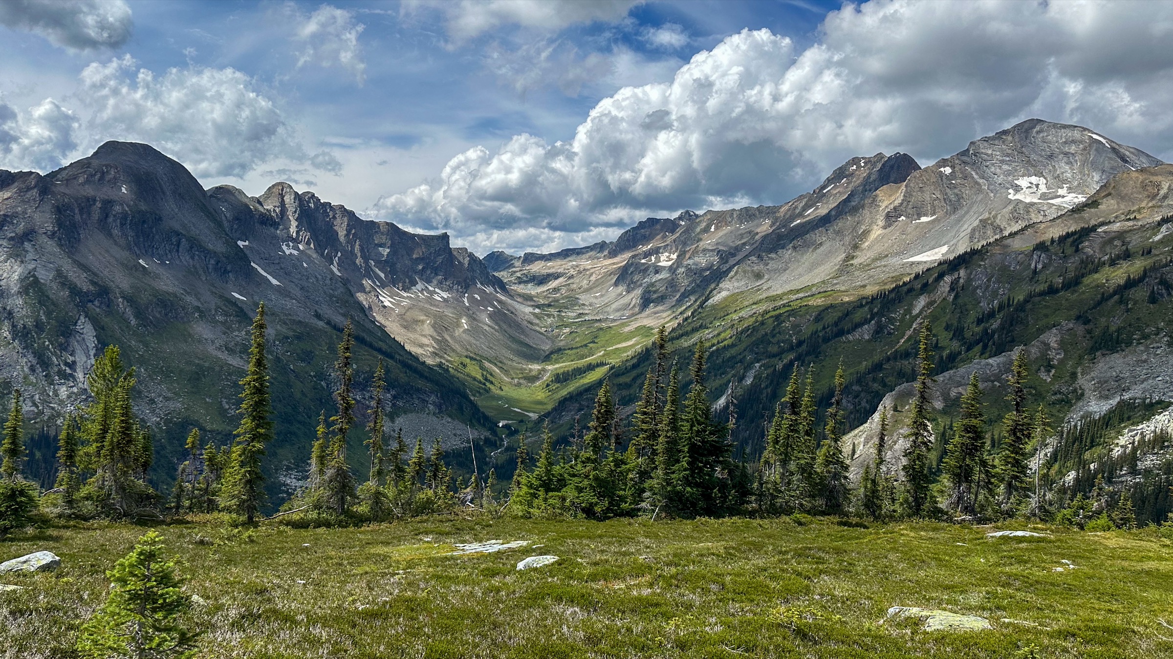 Alpine view from Balu Pass over the Connaught and Cougar drainages, Glacier National Park