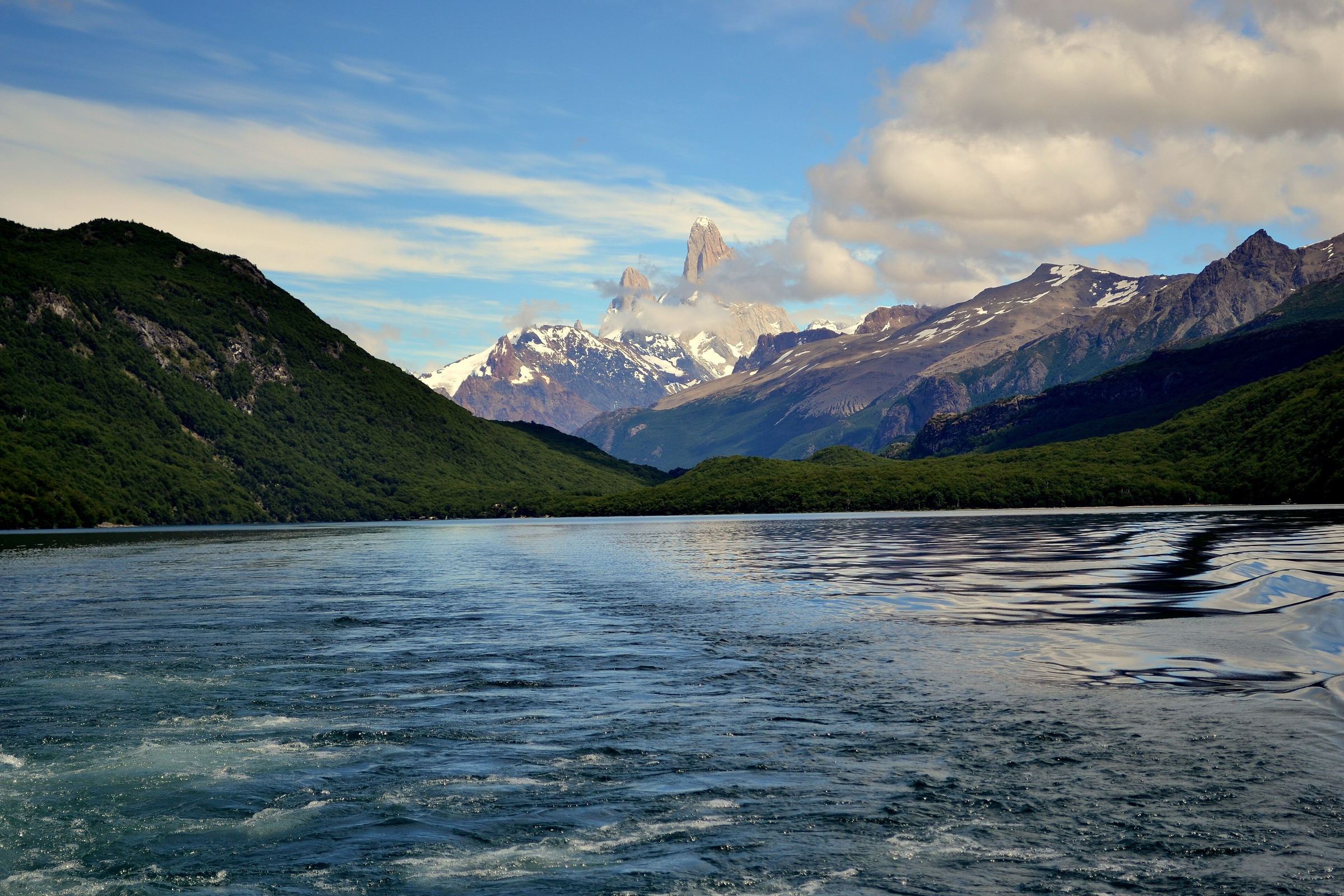 Fitz Roy massif seen across Lago del Desierto north of El Chalten