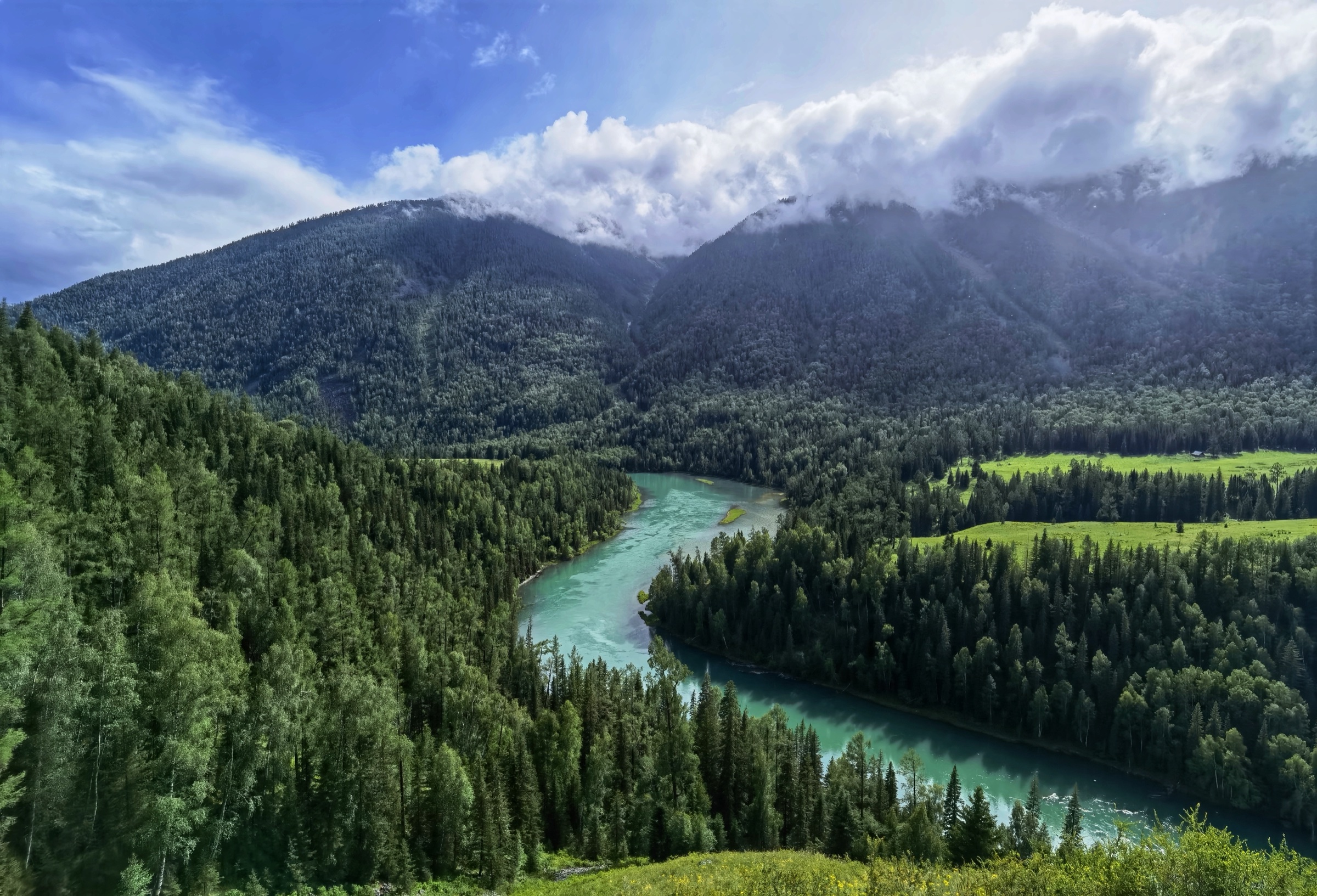 Moon Bay on the Kanas River, Kanas Scenic Area, Xinjiang