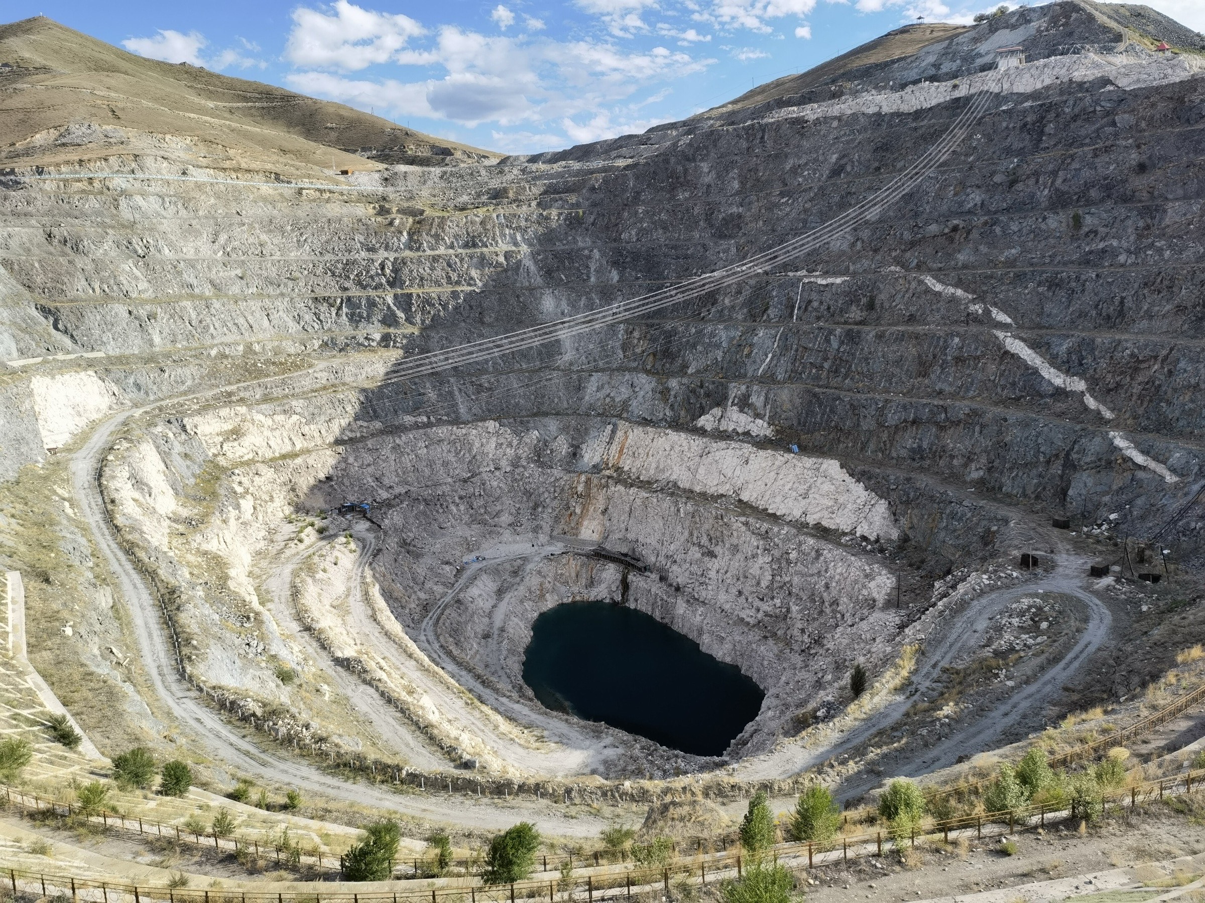 The terraced No.3 rare-metal pegmatite open pit at Keketuohai, Xinjiang