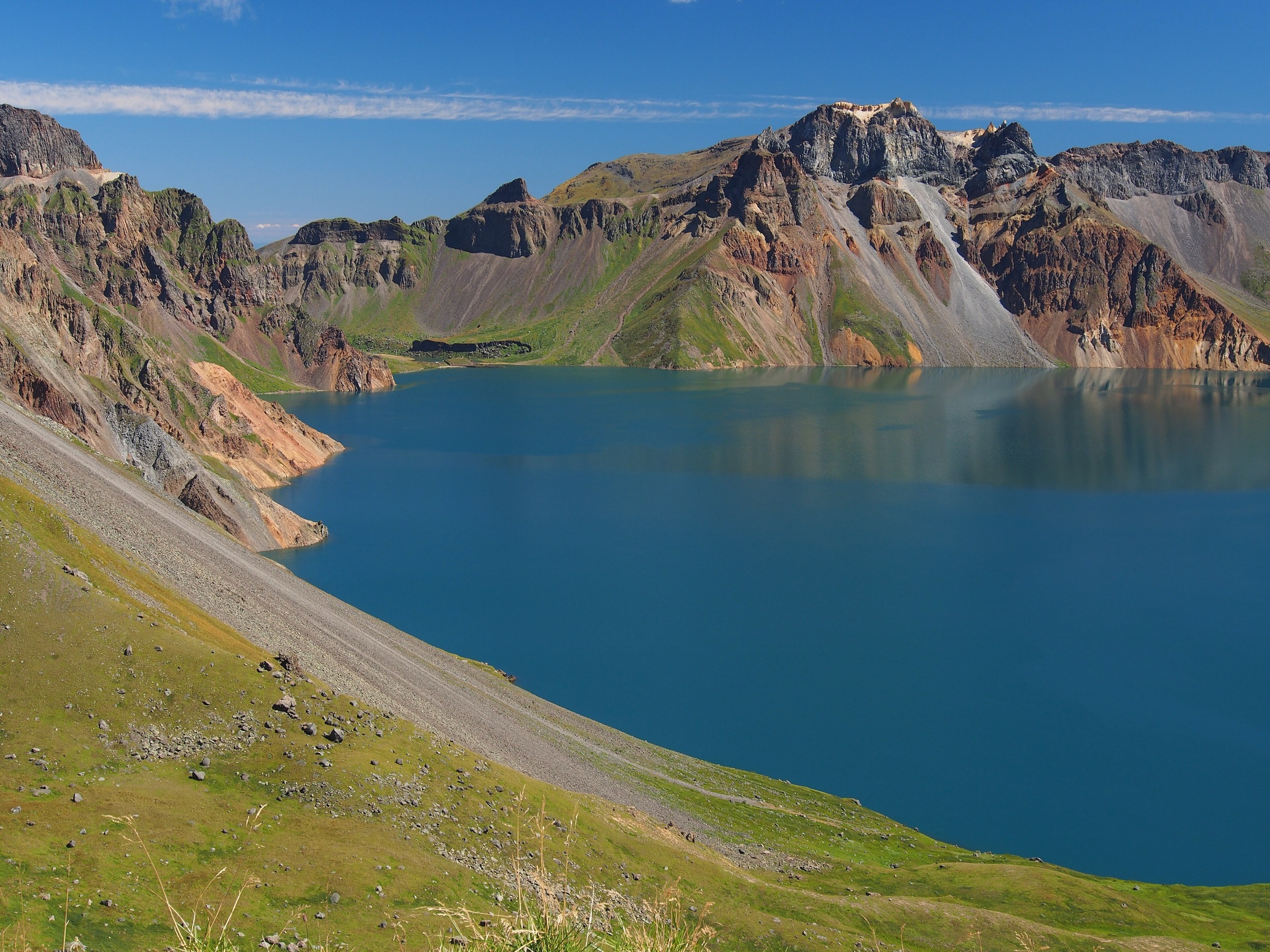 Heaven Lake seen from the western crater rim of Changbai Mountain