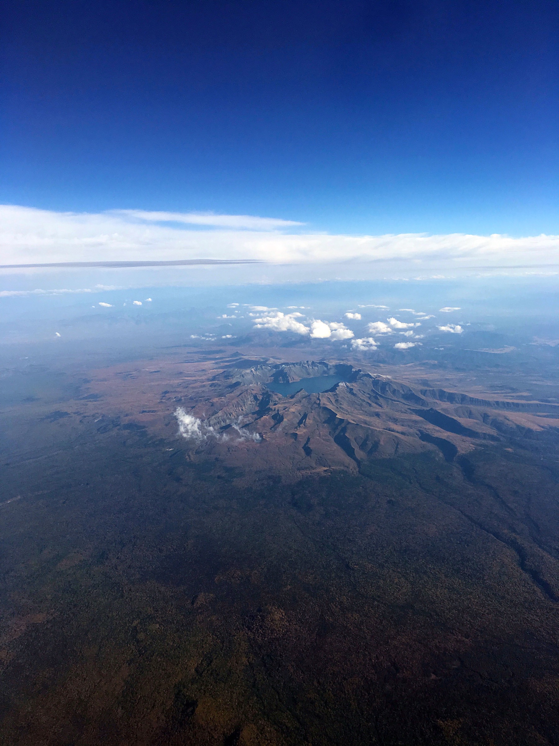 Aerial view of Tianchi (Heaven Lake), the volcanic crater lake at the summit of Changbai Shan