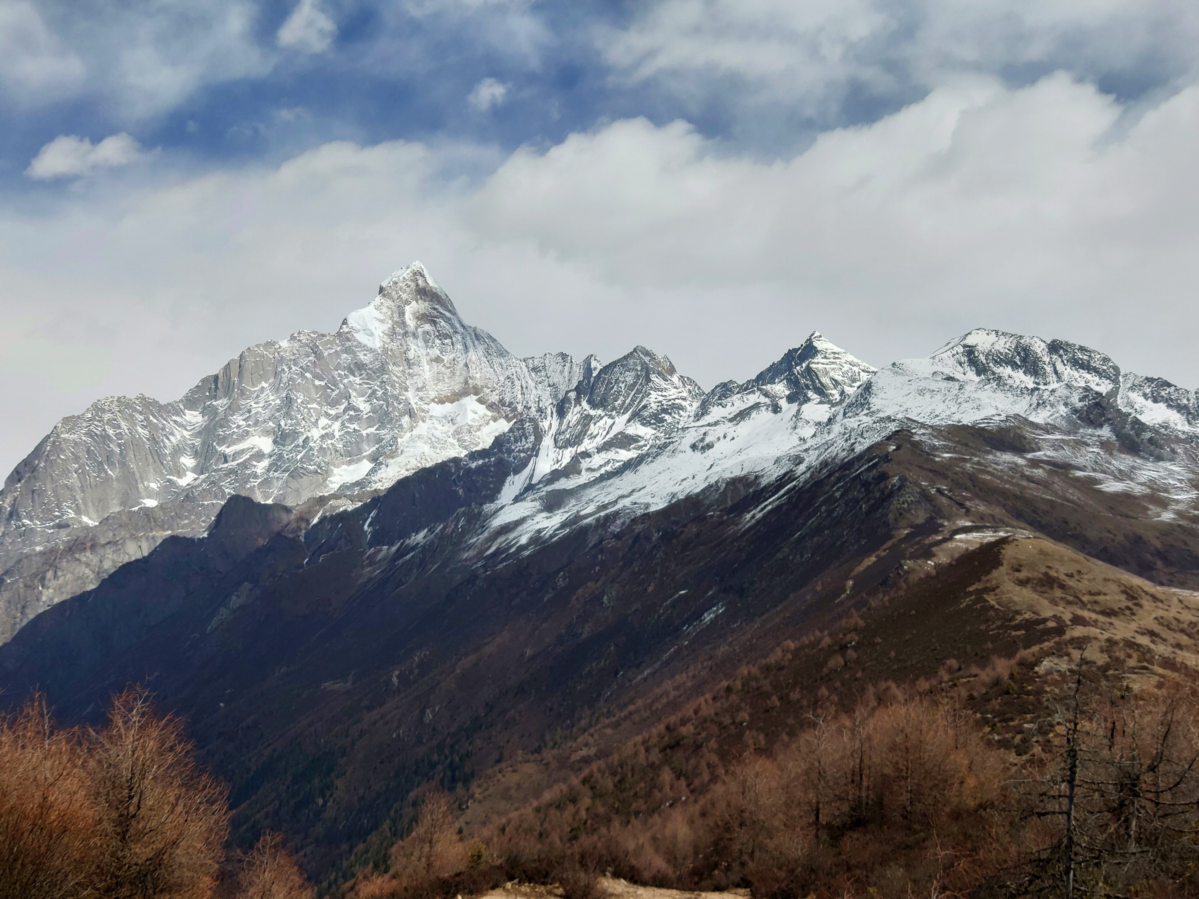 The four peaks of the Siguniangshan massif from the Haizi Valley side