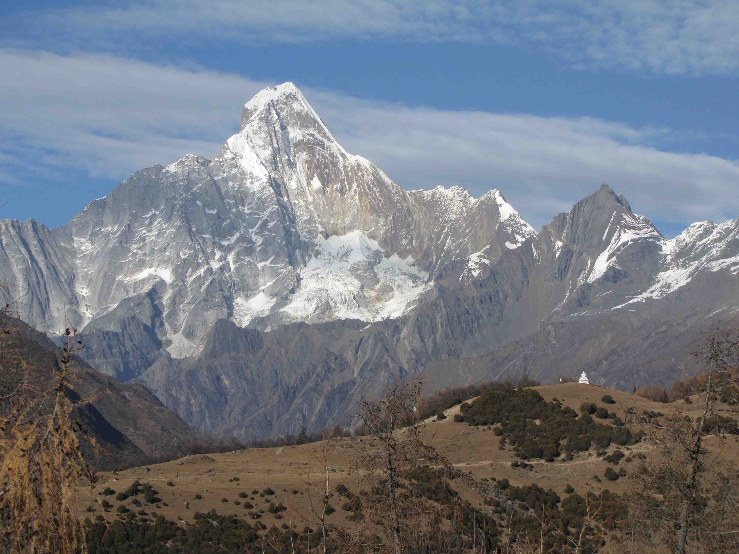 Yaomei Feng, the fourth and highest peak of Siguniangshan, from the Haizi Valley side