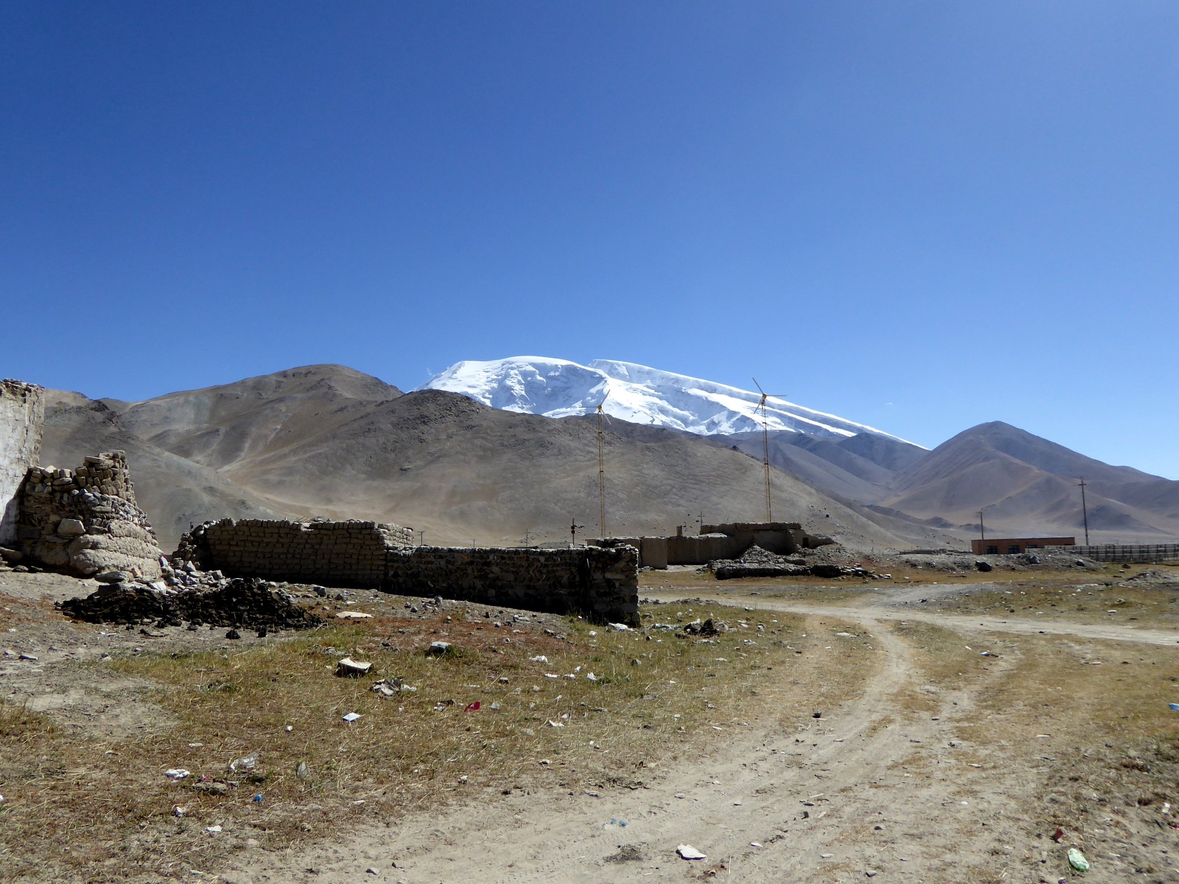 Muztagh Ata and Karakul Lake from the Pamir Plateau