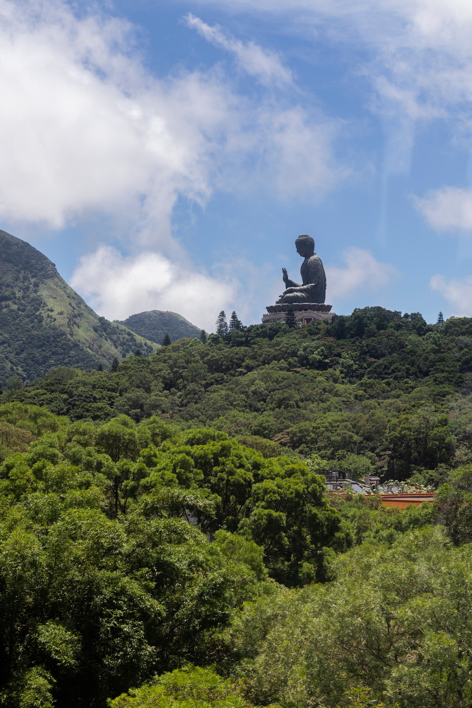 Tian Tan Buddha statue seated on the Ngong Ping plateau, Lantau Island