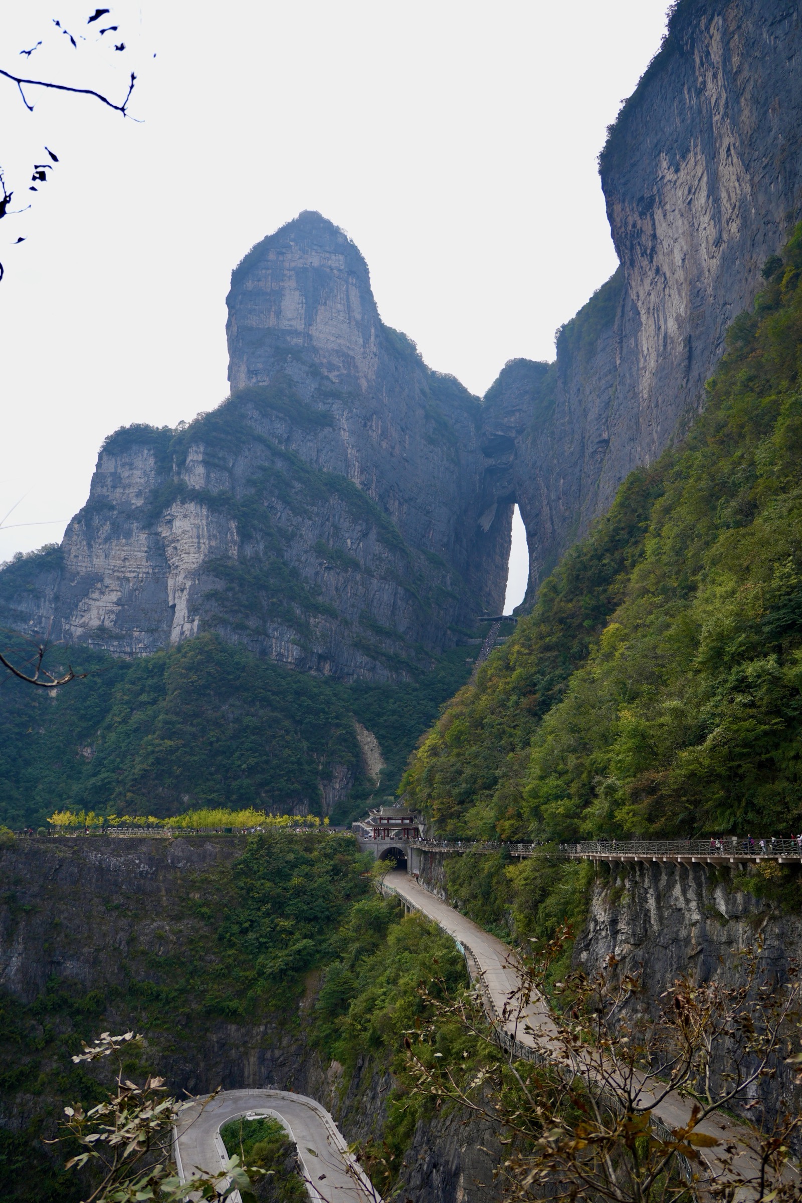 The natural arch of Tianmen Cave above the 999-step Sky Ladder, Zhangjiajie