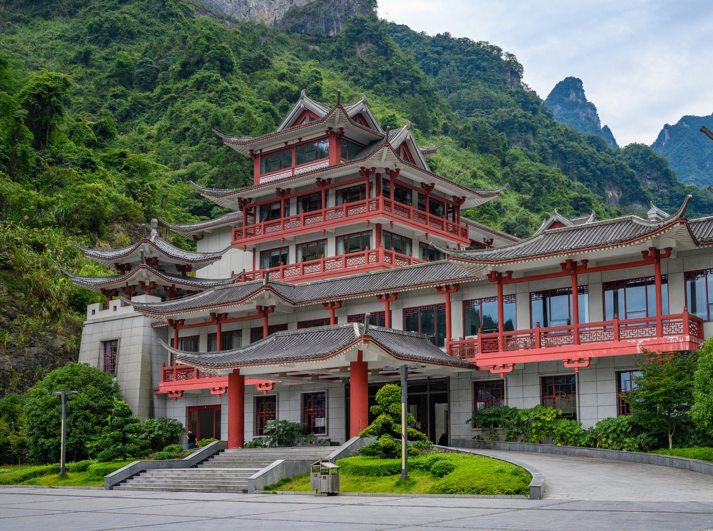 View from the Tianmen Mountain summit cliff circuit over the surrounding Wuling ranges