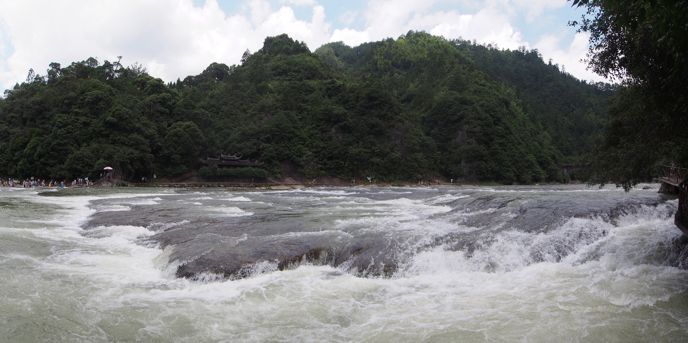 The flat granite river bed at Baishuiyang scenic area in Pingnan, Fujian