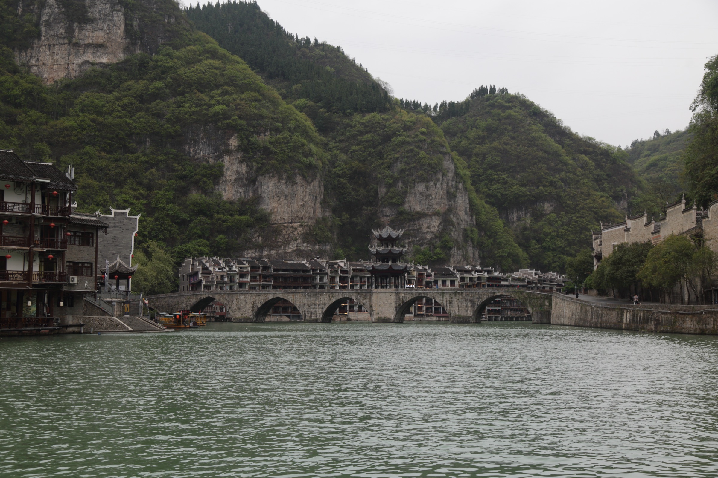 Zhusheng Bridge with the Kuixing Pavilion on the Wuyang River at Zhenyuan