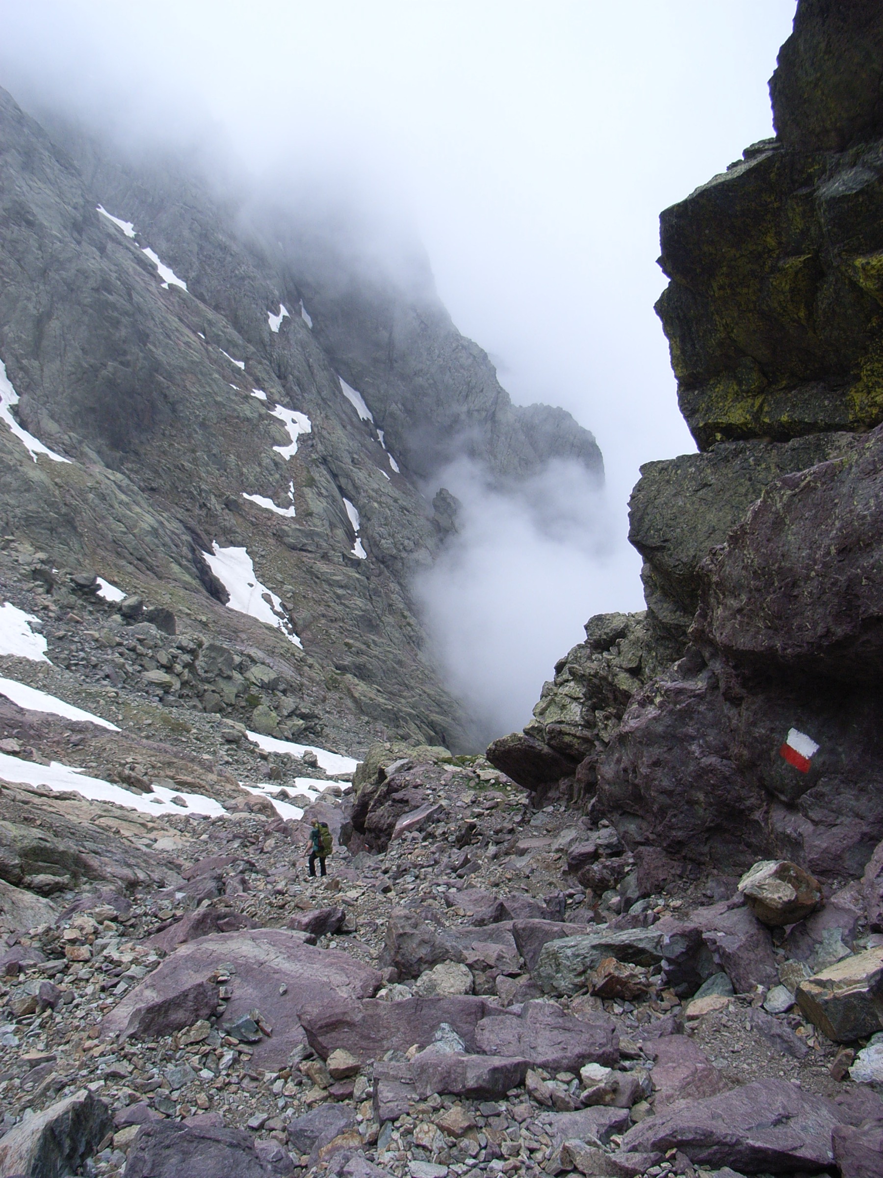 Rocky terrain in the Cirque de la Solitude on the former GR20 northern stage between Ascu Stagnu and Tighjettu