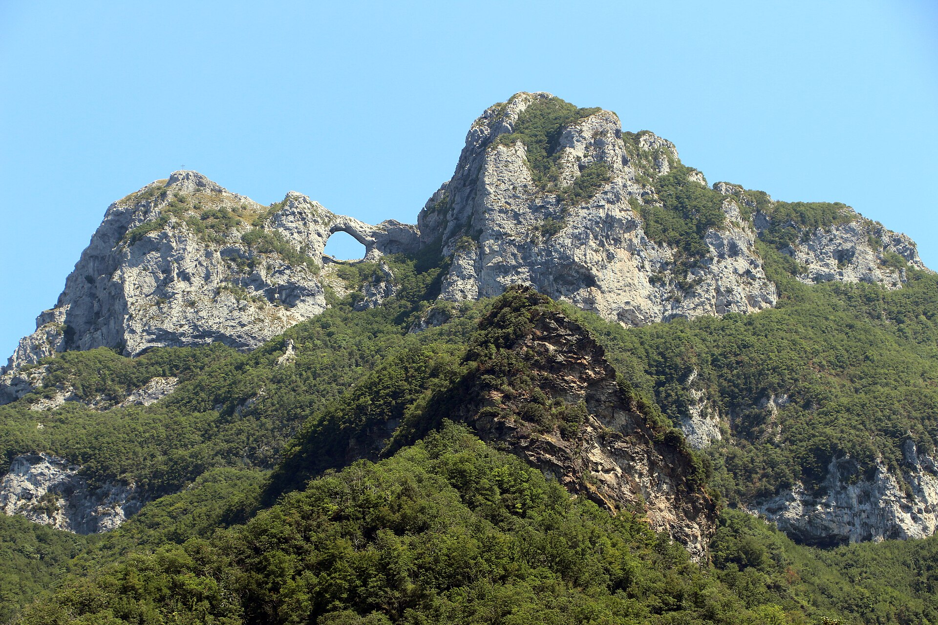 Monte Forato natural arch in the Apuan Alps