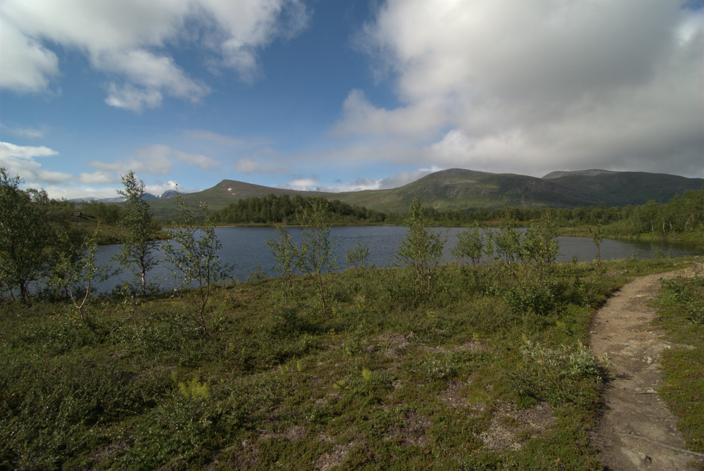 Bridges crossing Lake Tärnasjön on the southern Kungsleden in Vindelfjällen