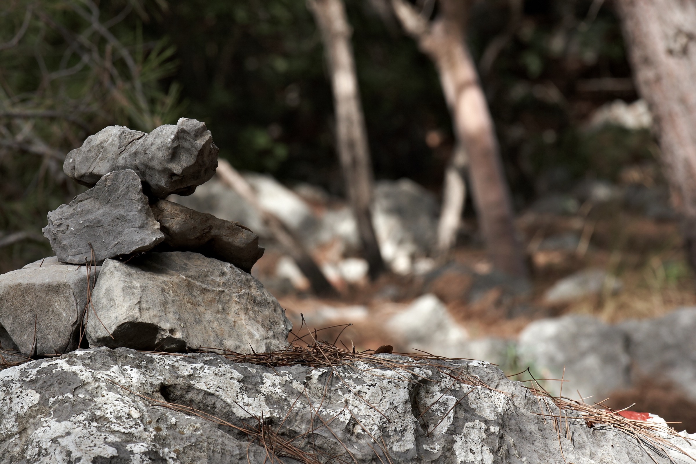 Stone cairns marking the Lycian Way