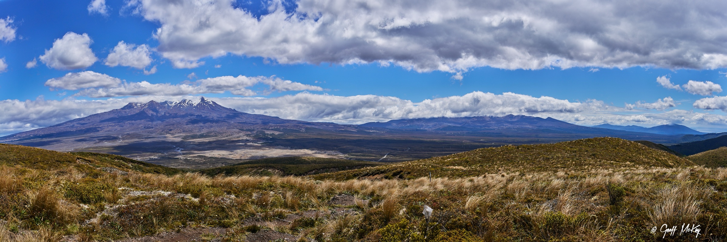 Wide central plateau view from the Desert Road on the southern Kaimanawa flank, taken on return from a tramp into the range