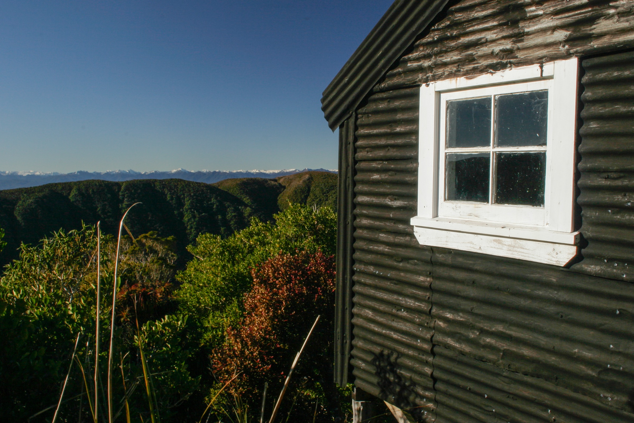 Croesus Top Hut, a restored miner's hut on the Croesus Track