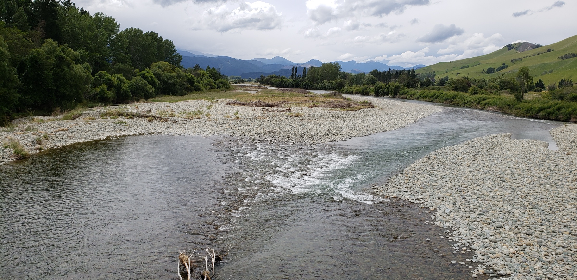 The Motueka River in Tasman Region — the same river system the Mt Ellis section crosses unbridged on its left branch
