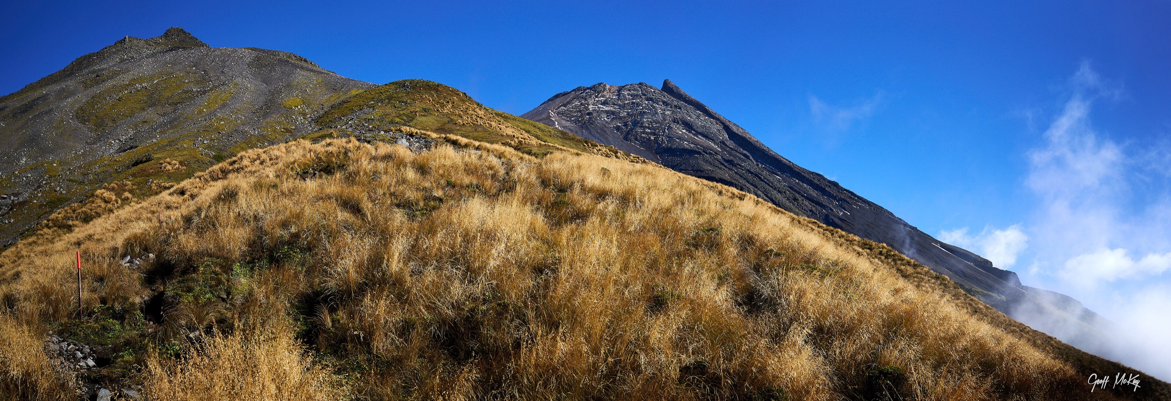 Panorama of Panitahi / Fanthams Peak on the flank of Mount Taranaki