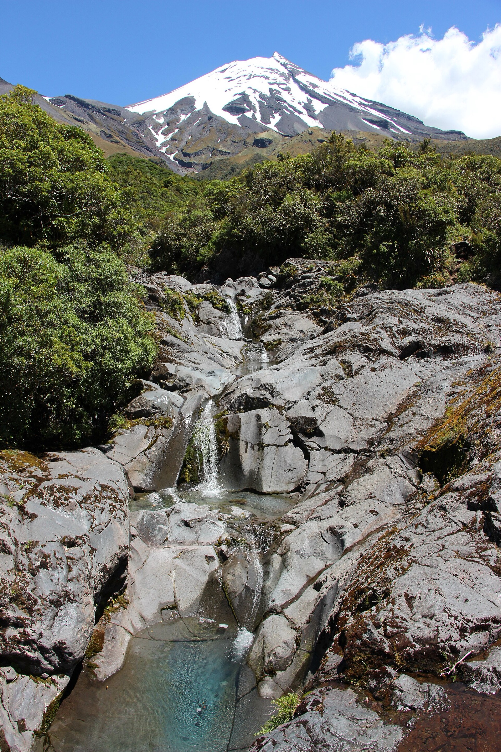 Wilkies Pools, lava-sculpted stream pools near Dawson Falls on Mount Taranaki