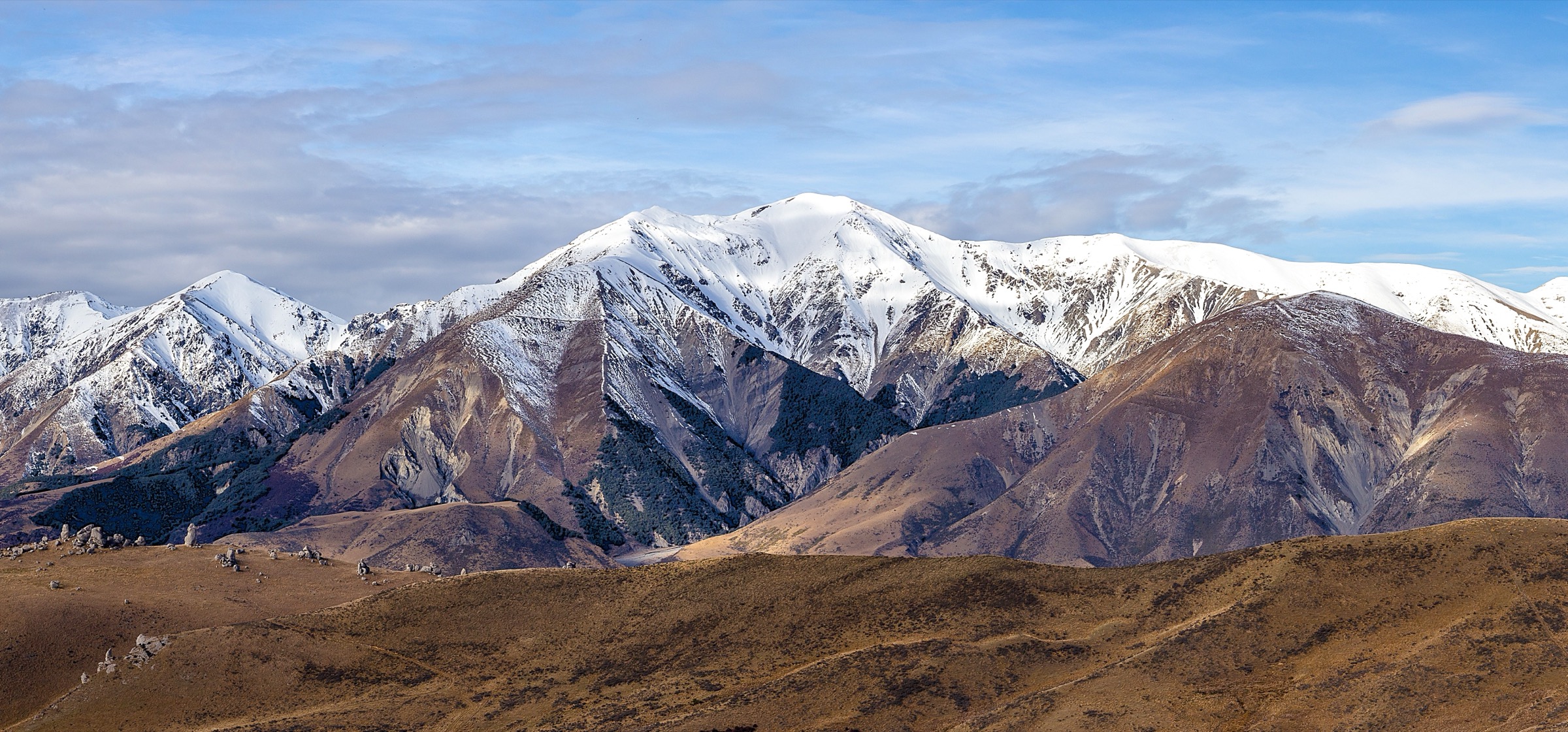 Castle Hill Peak from the north-west, Torlesse Range, New Zealand