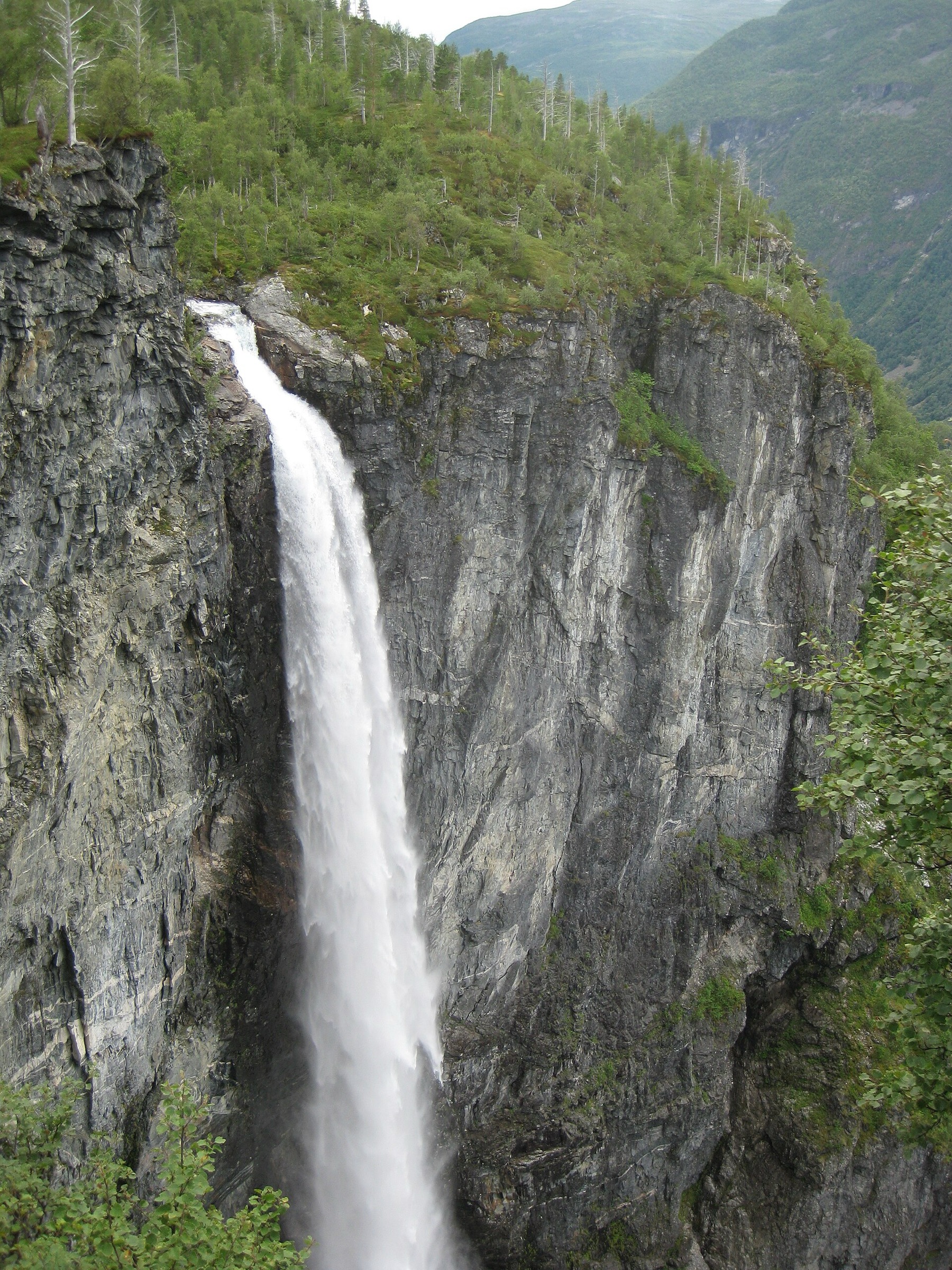 Vettisfossen waterfall from above