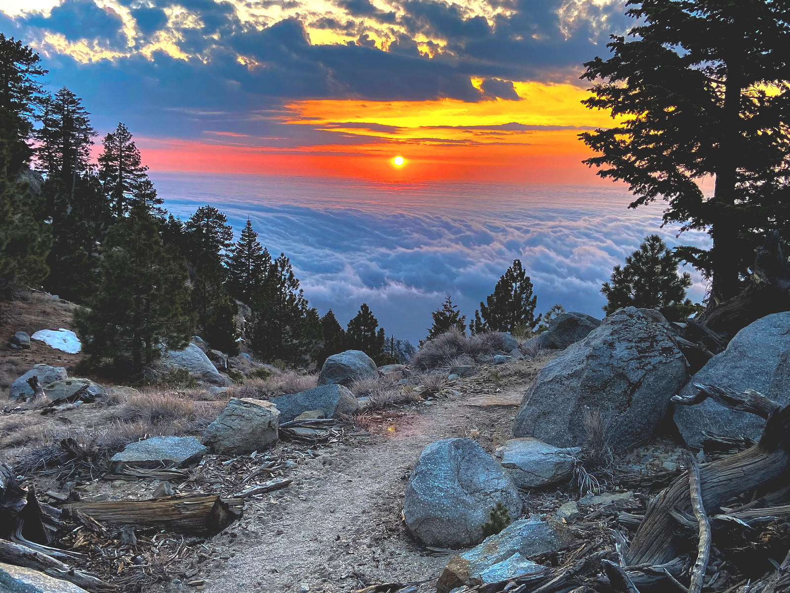 Sunset over ridges descending from the San Jacinto Mountains