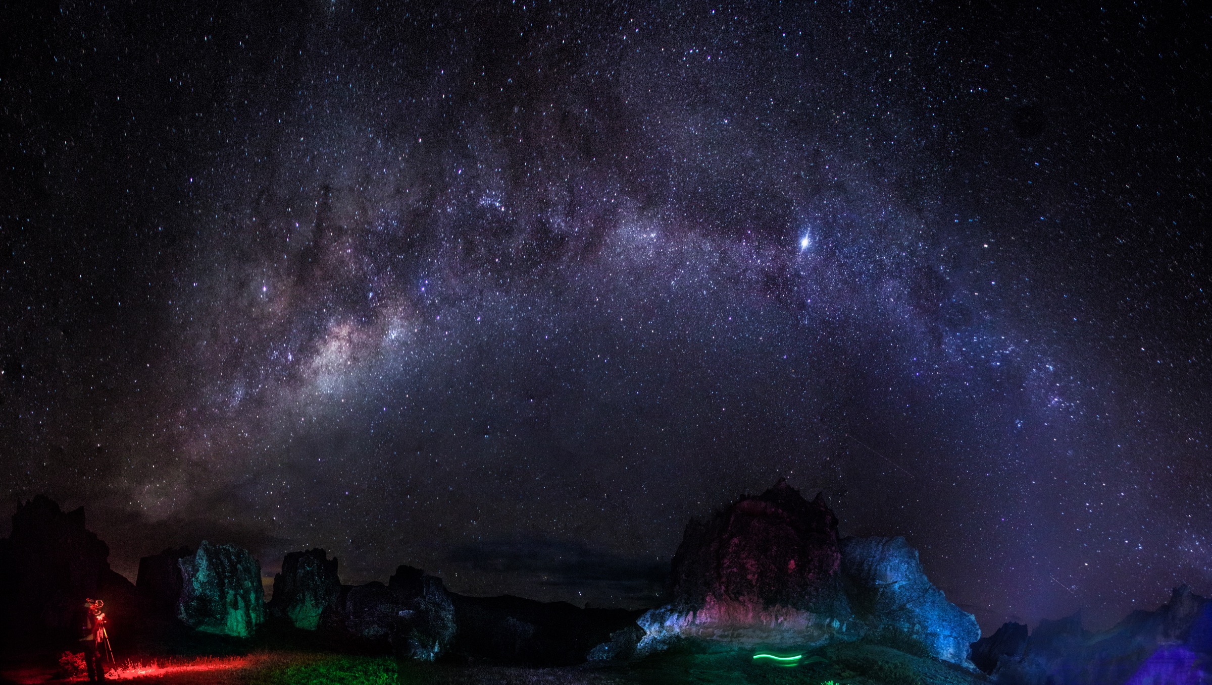 Bosque de piedras de Hatun Machay at night, Ancash, Peru