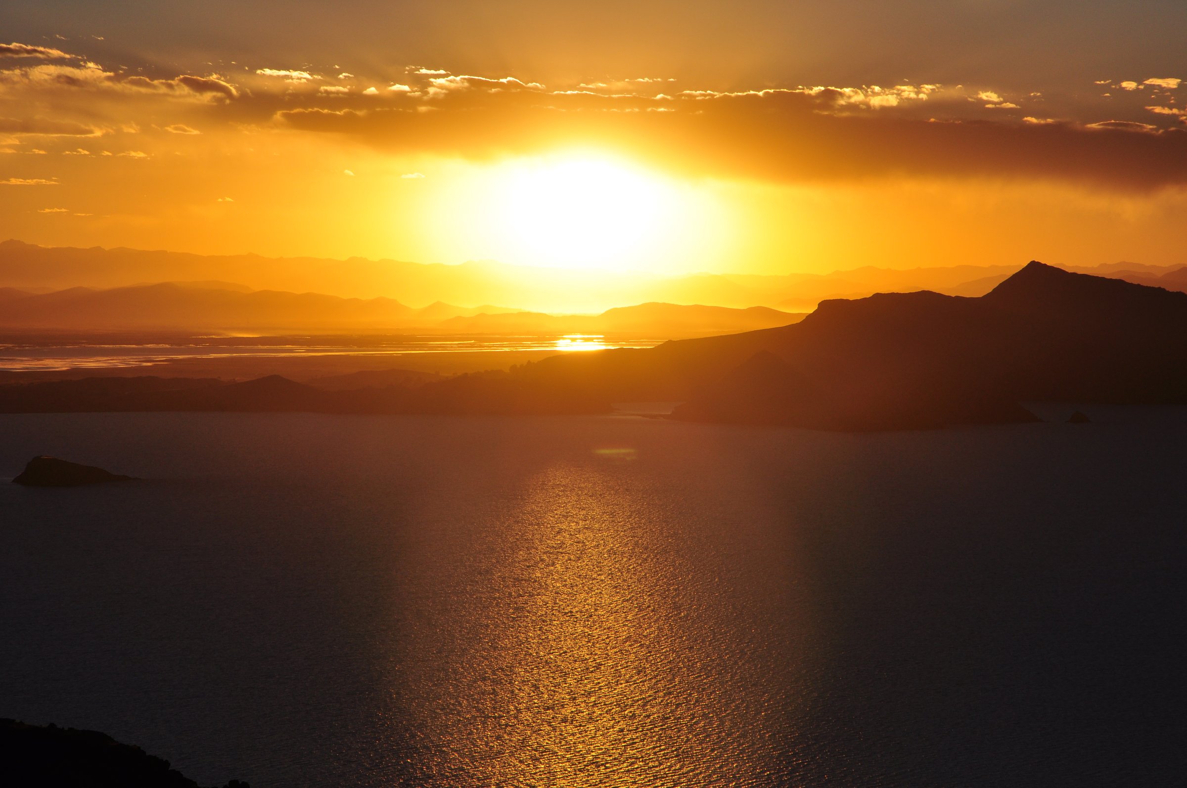 Amantani Island sunset, Lake Titicaca, Peru