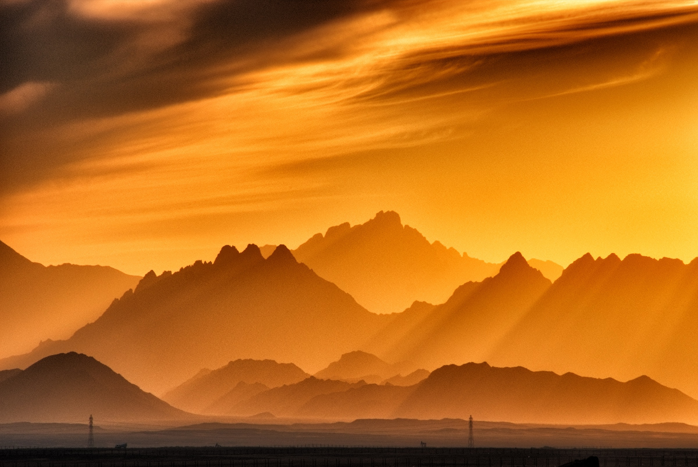 Red Sea Hills at sunset near Hurghada in Egypt's Eastern Desert