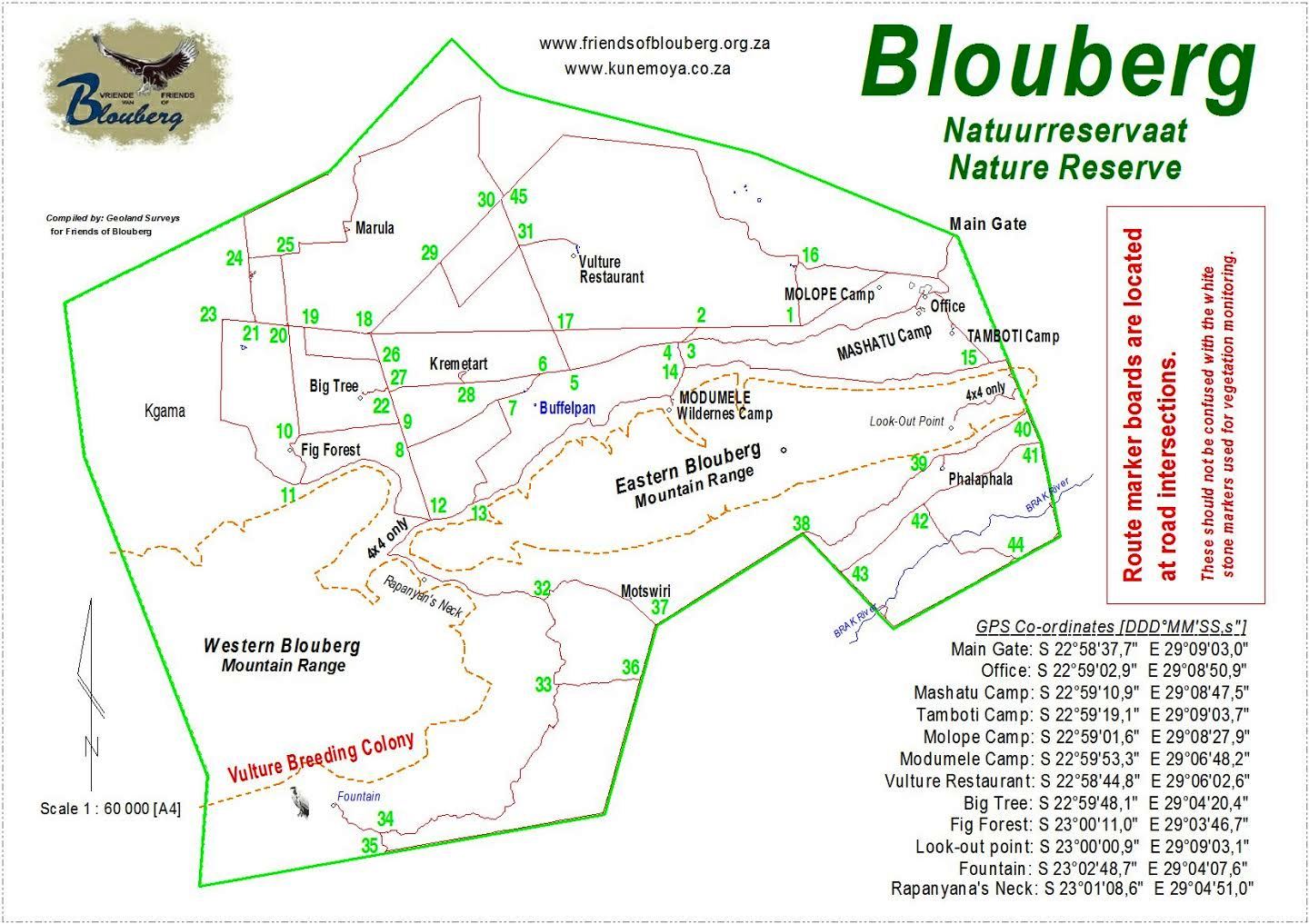 Blouberg Nature Reserve map by Vriende van Blouberg