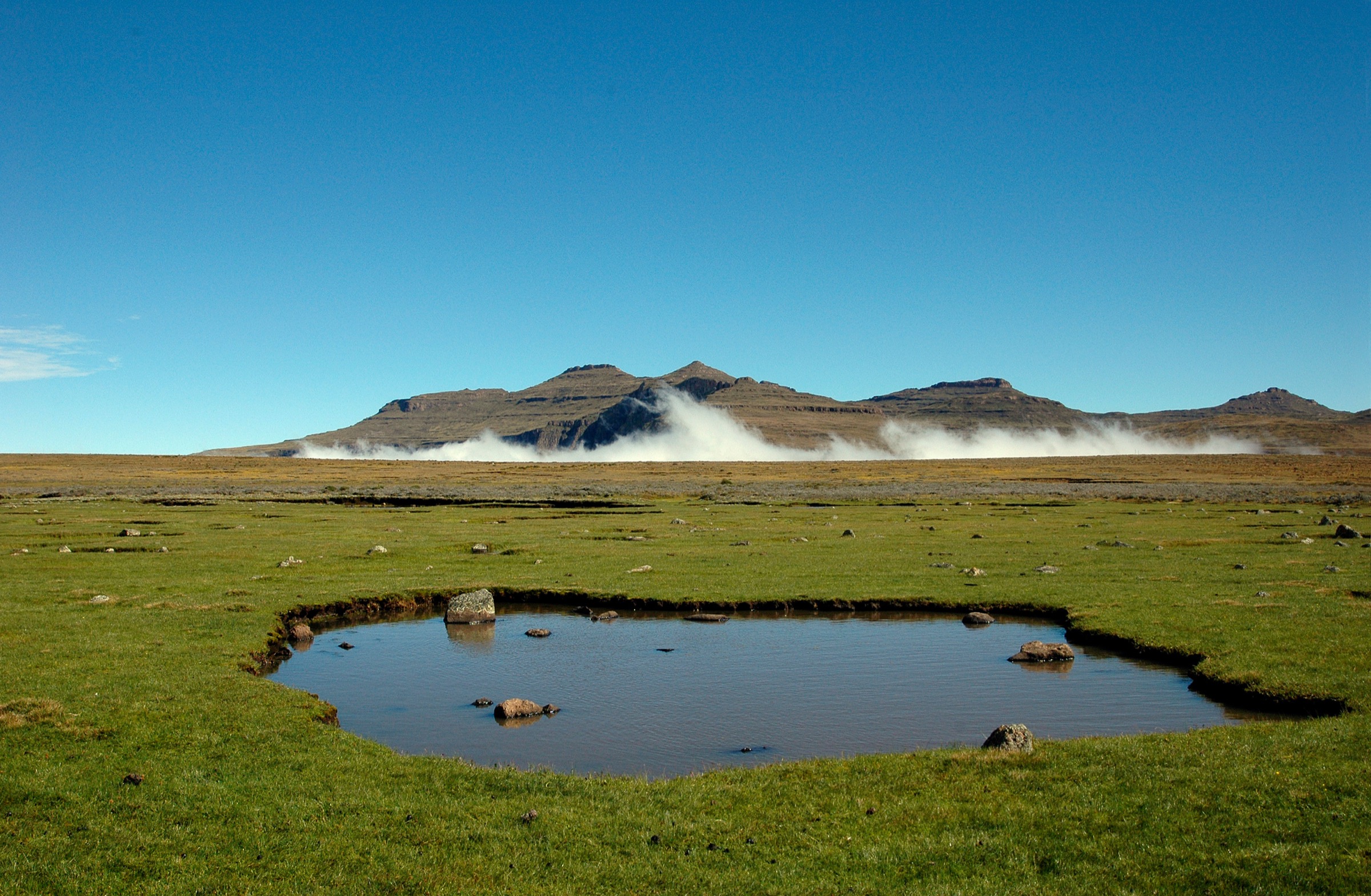 Drakensberg escarpment seen from the Lesotho side above Sani Pass